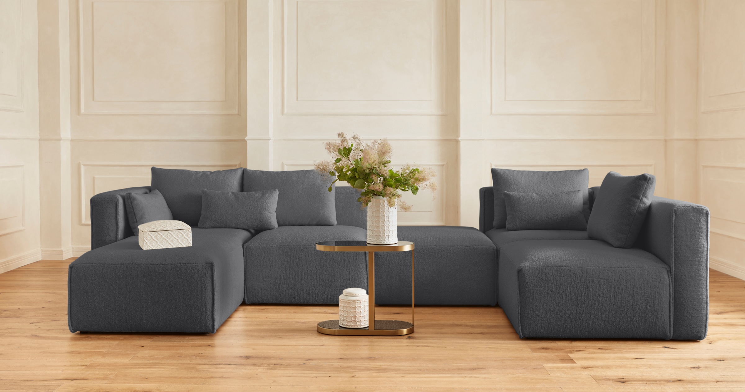 Home affaire Wohnlandschaft "Comfine U-Form", zusammengesetzt aus Modulen, günstig online kaufen