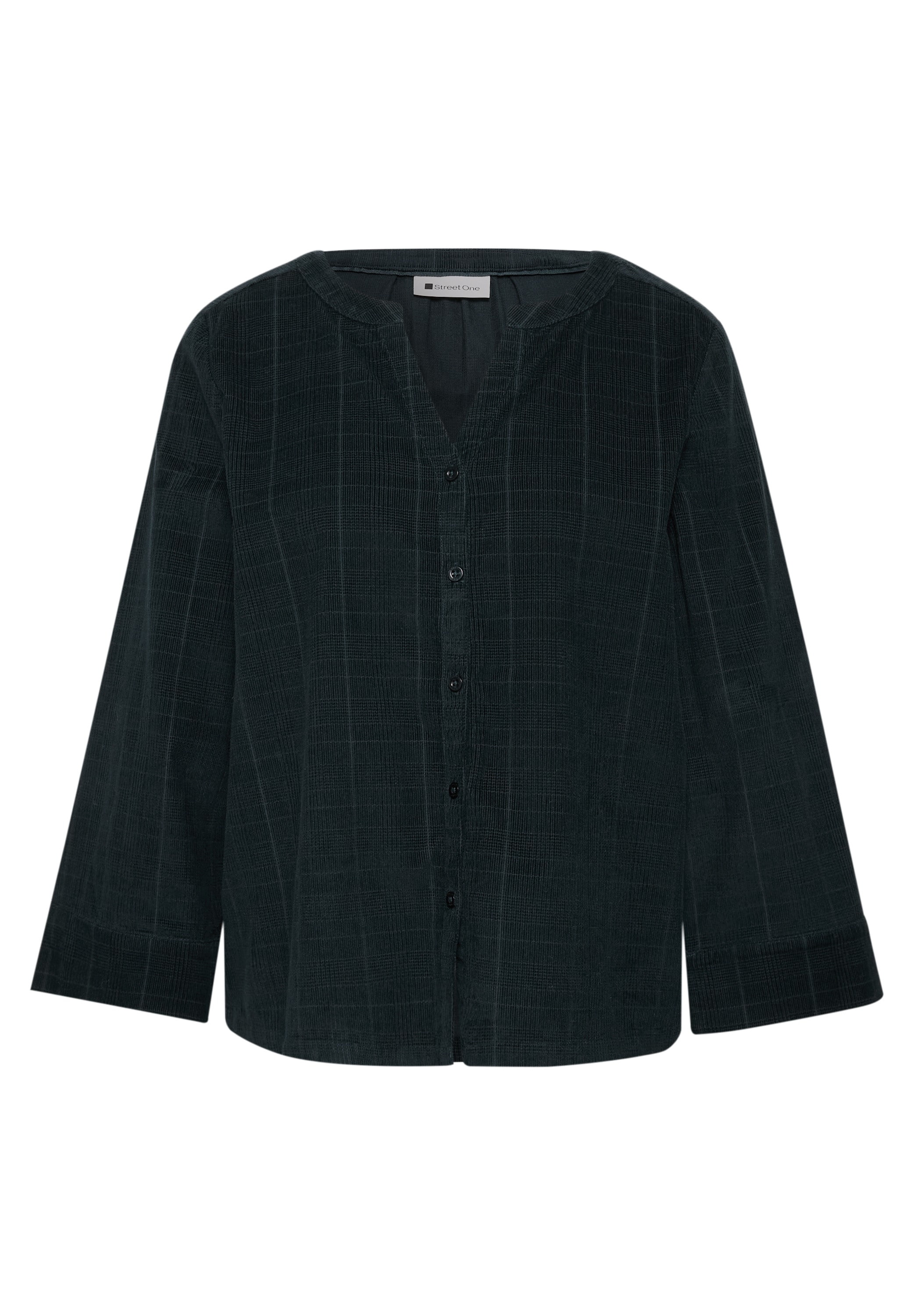 STREET ONE Hemdbluse 3/4-Arm Bluse aus Cord mit Split Neck