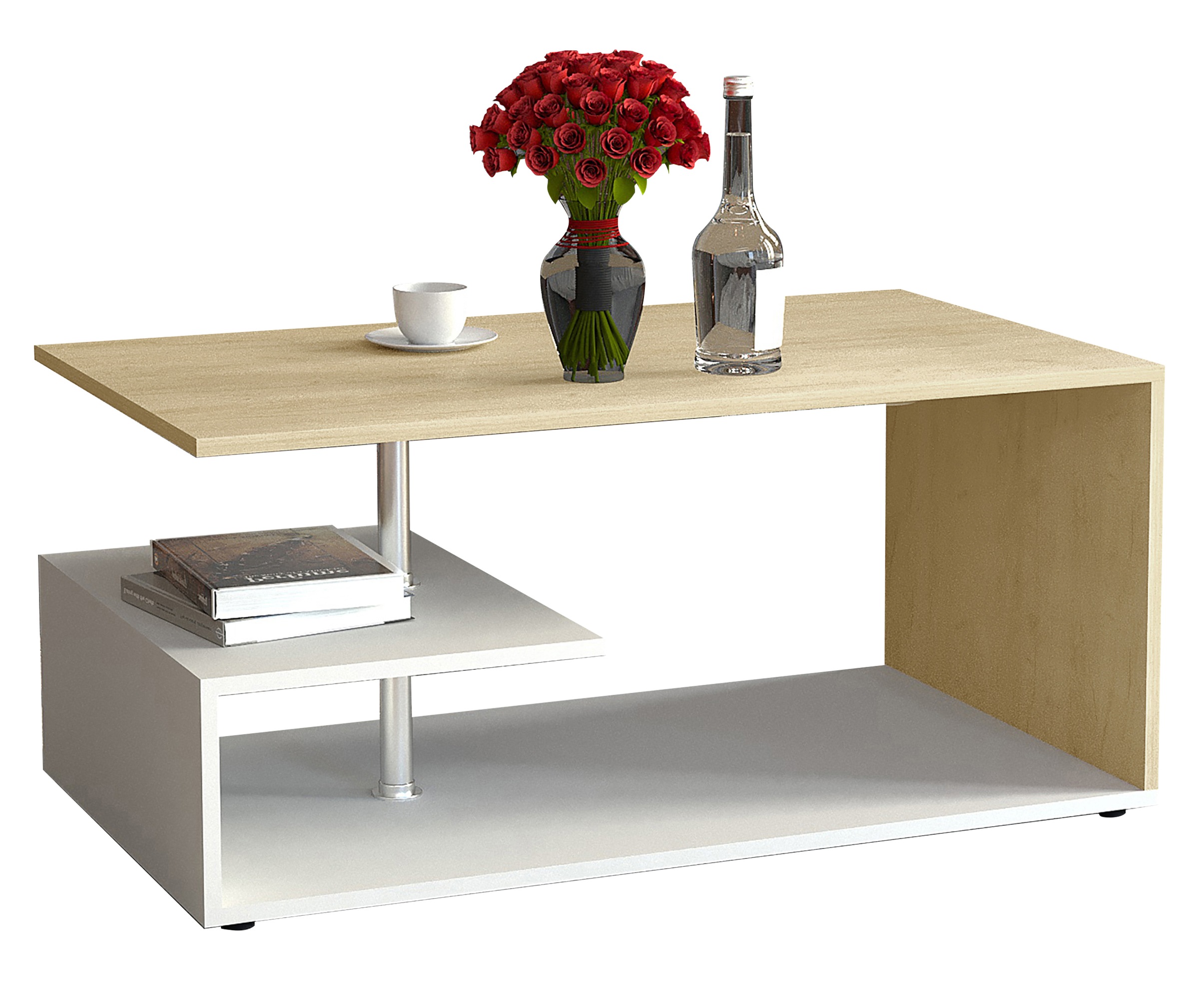 Couchtisch VCM "Holz Sofatisch Couchtisch Wohnzimmertisch Maliso M", braun (weiß, honig, eiche), B:91cm T:53cm, Tische, Couchtisch