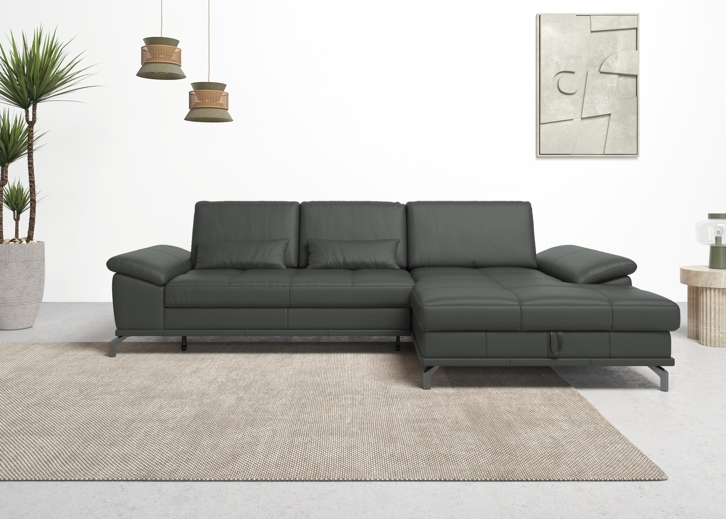 Thumbnail - PLACES OF STYLE Ecksofa "Costello L-Form, B: 301 cm mit Sitztiefen-, Armteilverstellung &" 3 Nierenkissen, optional Bett...