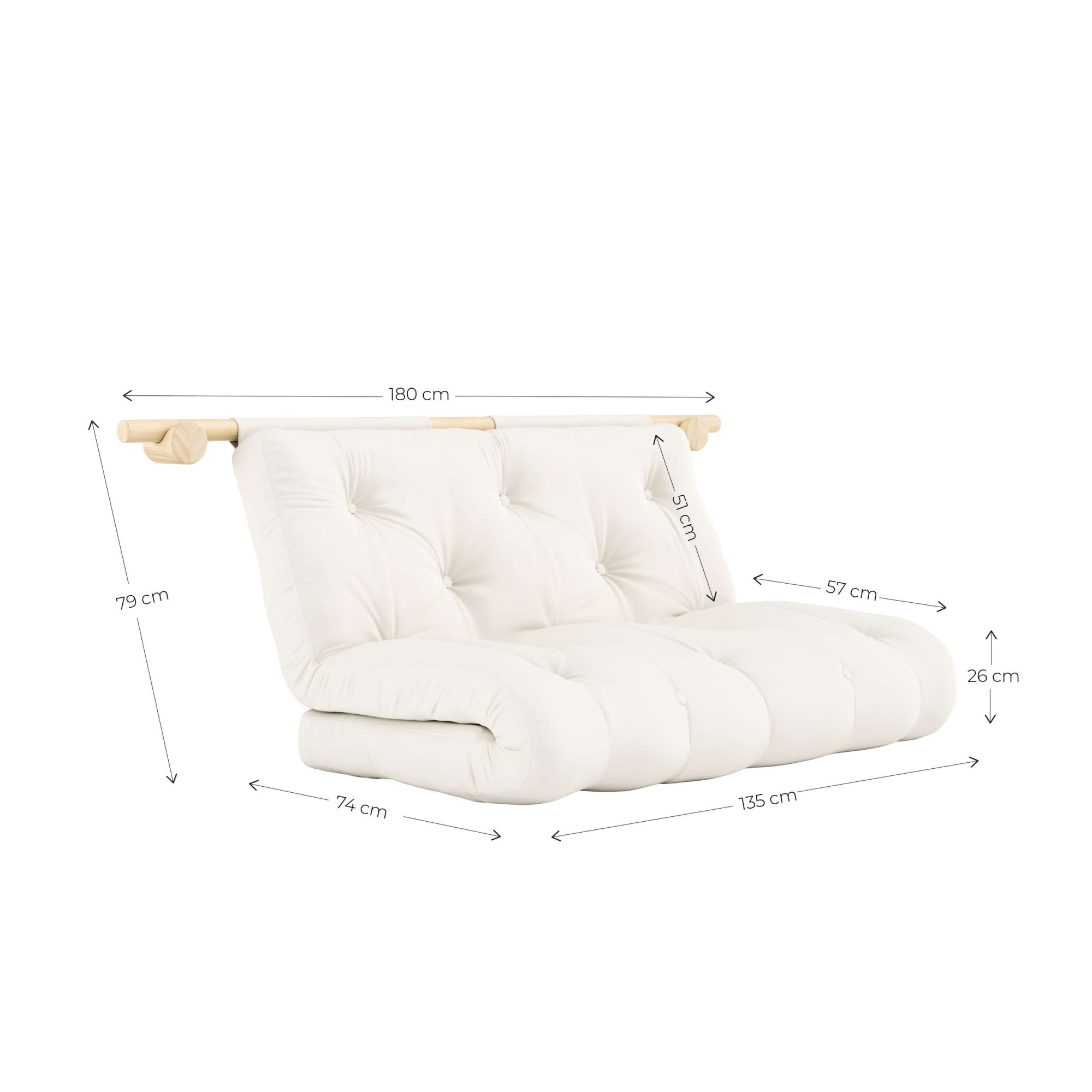 Karup Design Schlafsofa »Hooked Schlafsessel, Sitz- und Schlafplatz, Wandmontiert, platzsparend«, Futonmatratze inkl. Halterungsset aus FSC®-zertifiziertem Massivholz