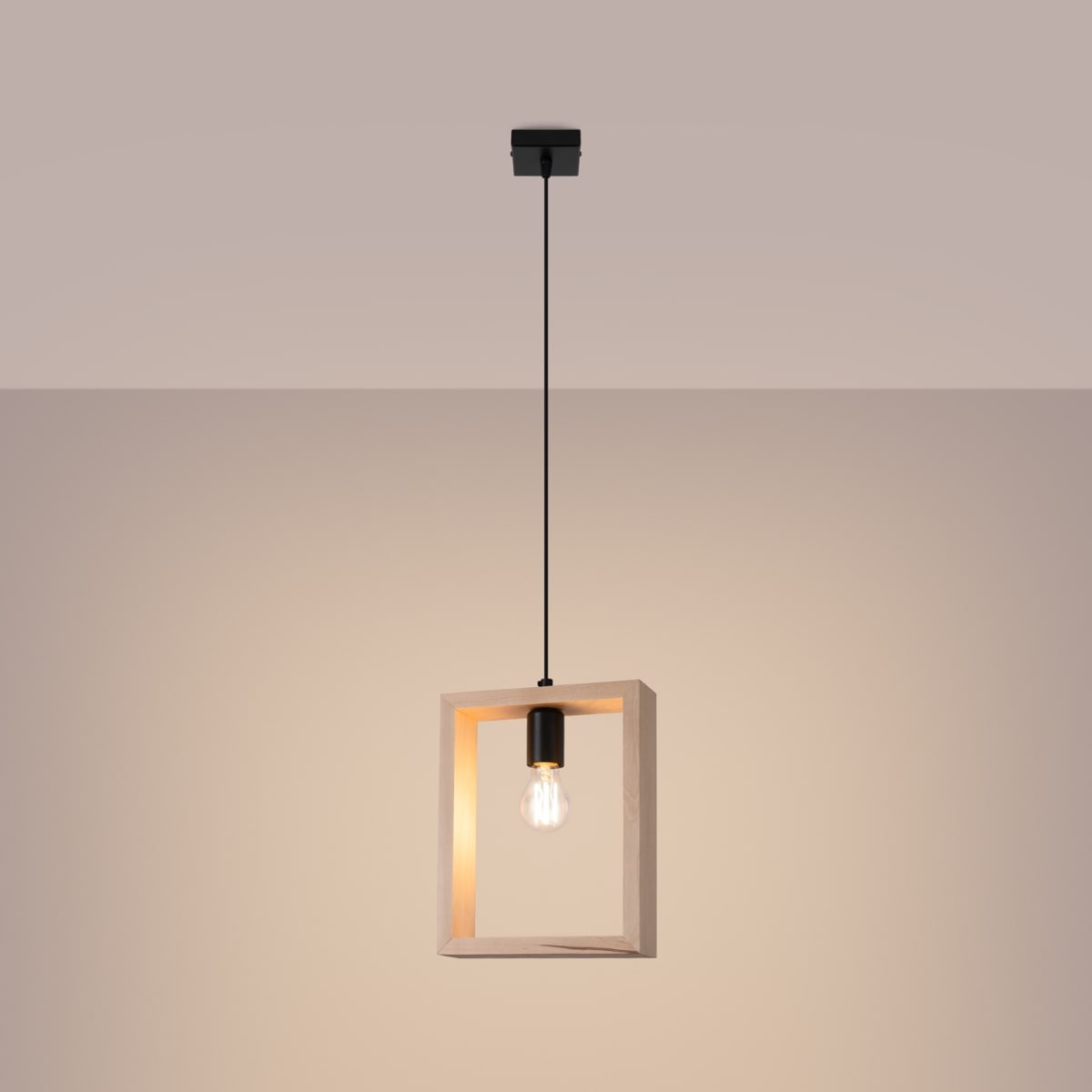 SOLLUX lighting Pendelleuchte »Pendelleuchte ARIES Naturholz«, 1 flammig, Leuchtmittel E27 | ohne Leuchtmittel, diffuses Licht, Riemenverstellung