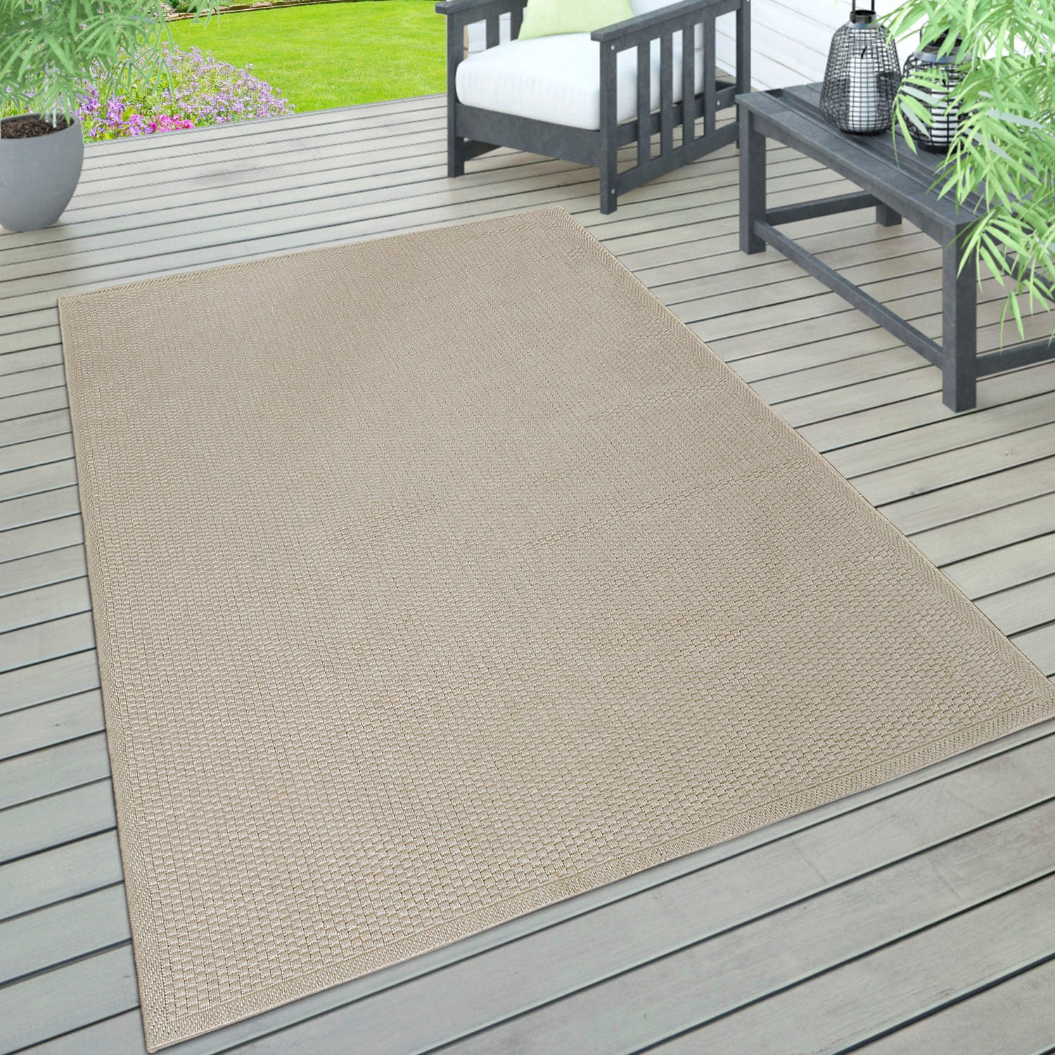 Paco Home Teppich "Timber 125", In- und Outdoor geeignet, Wohnzimmer, maschinell gewebt