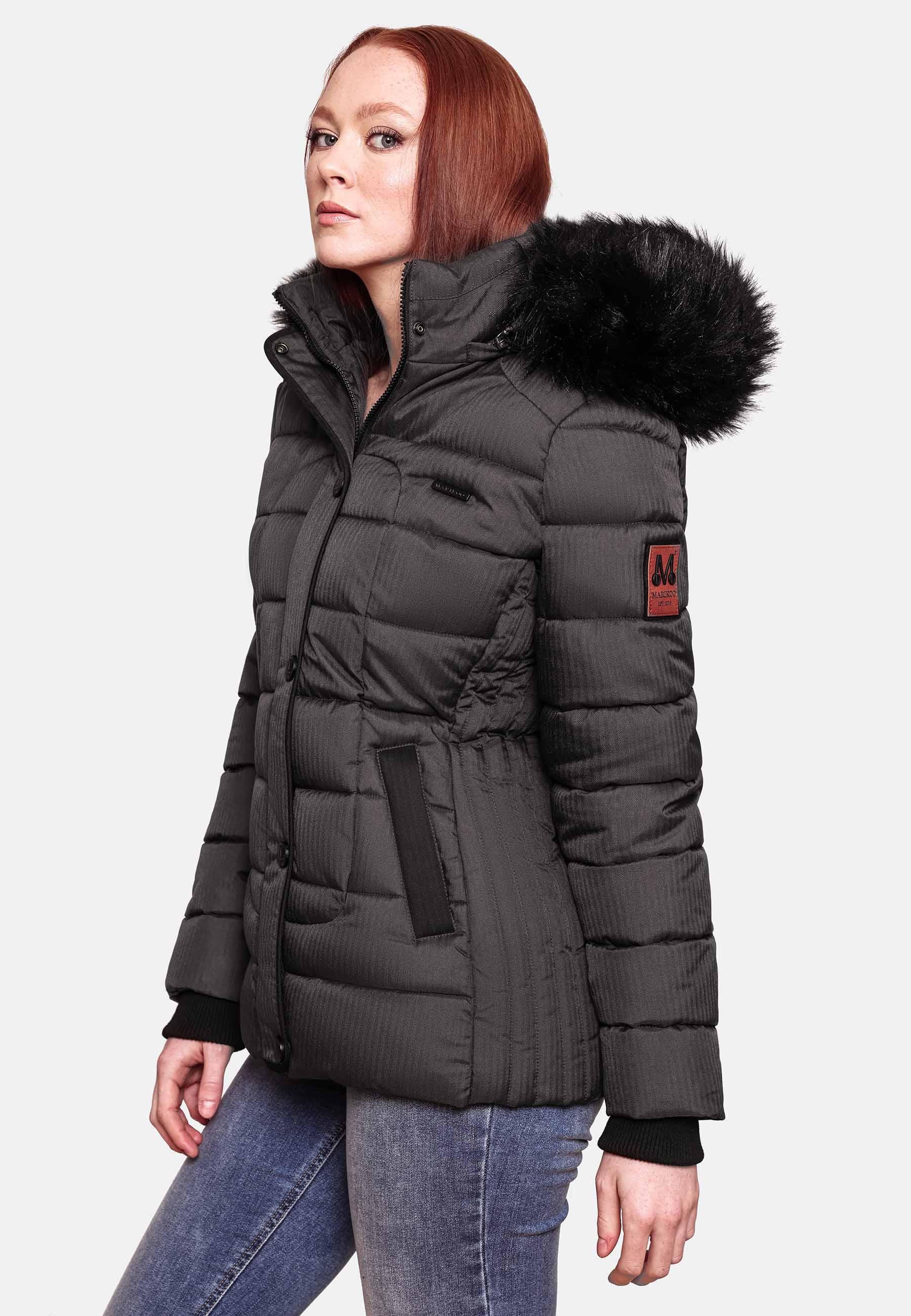 Marikoo Steppjacke »Unique«, mit Kapuze, modische Winterjacke mit Kunstpelz-Kapuze