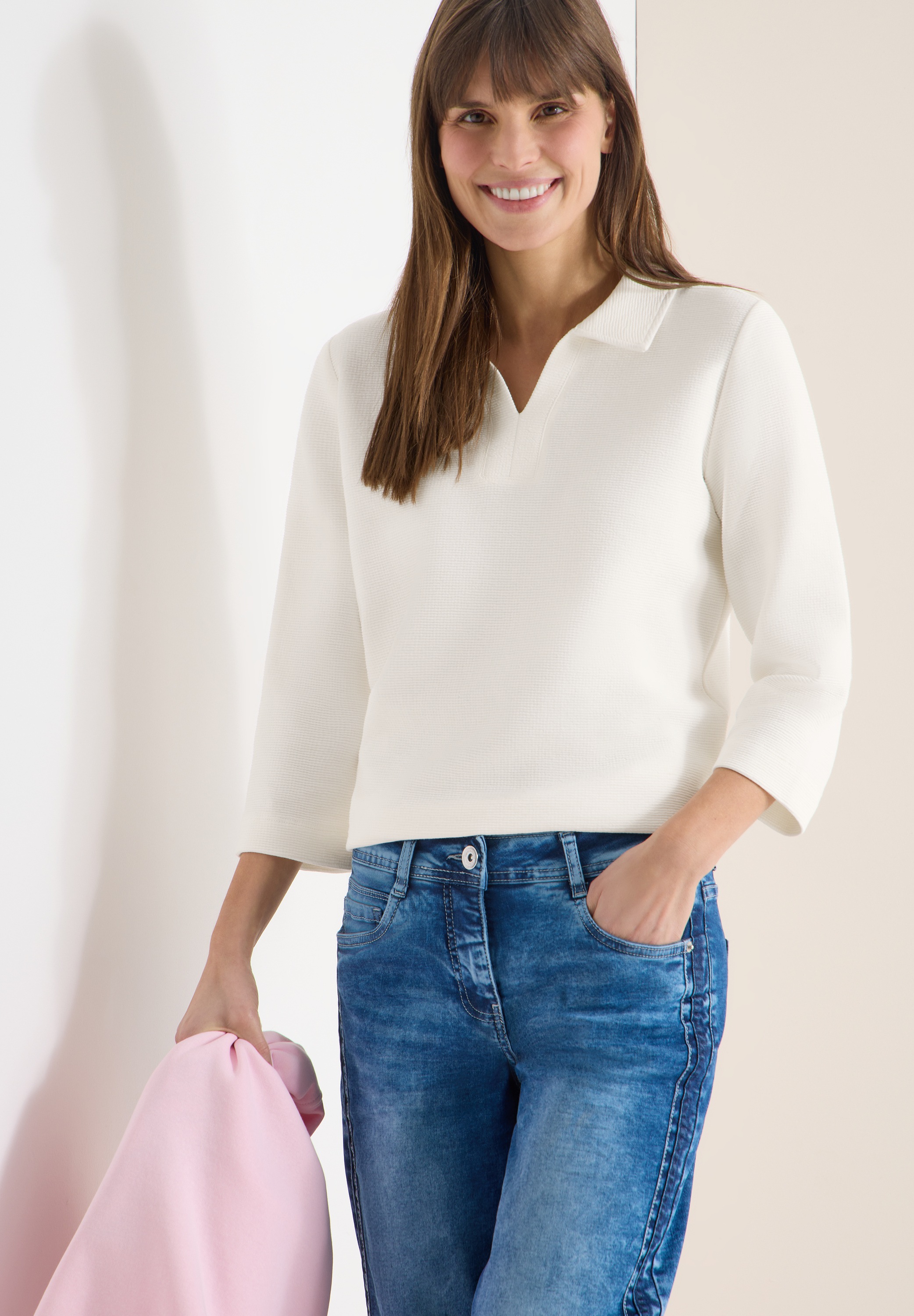 Cecil 3/4-Arm-Shirt mit Polokragen günstig online kaufen