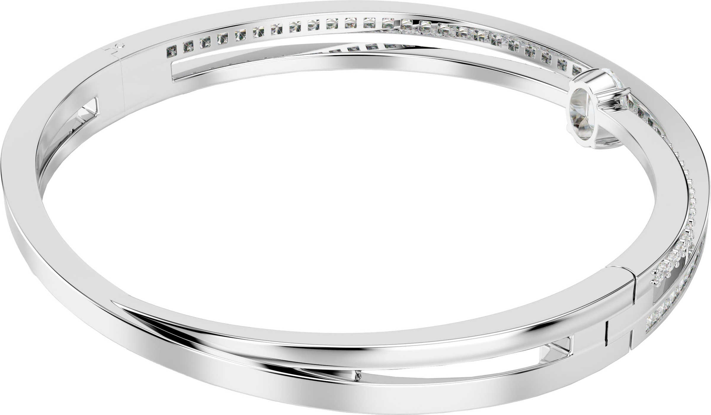 Armreif SWAROVSKI "Schmuck Geschenk Armschmuck Hyperbola, 5691224, 5691225, 5691226" Gr. M, silber (metallfarben, kristallweiß, kristallweiß), Armbänder, Damen, M, Metall, Armreif, mit Swarovski Zirkonia (synth.) 4