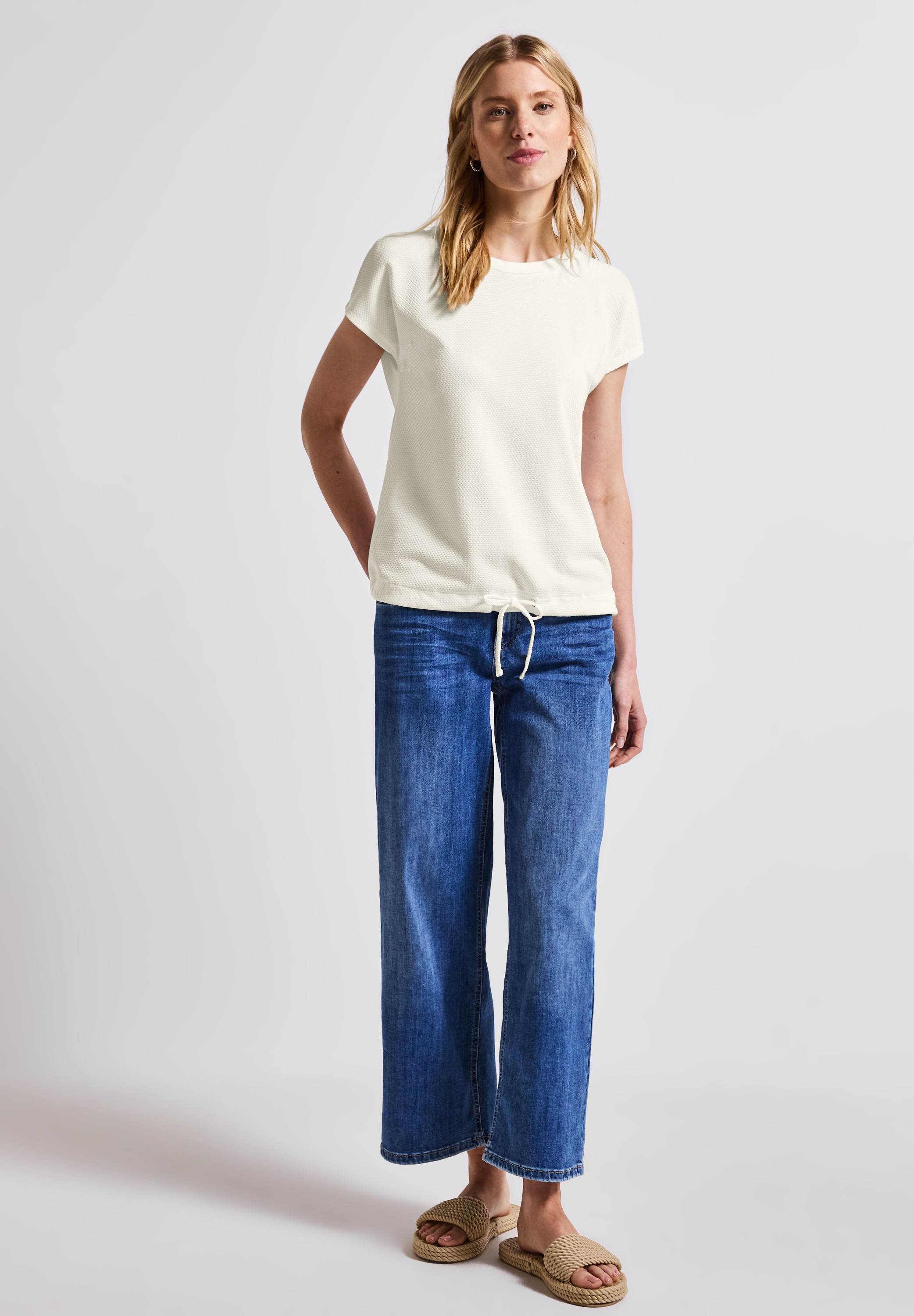 STREET ONE T-Shirt, mit Tunnelzug am Saum