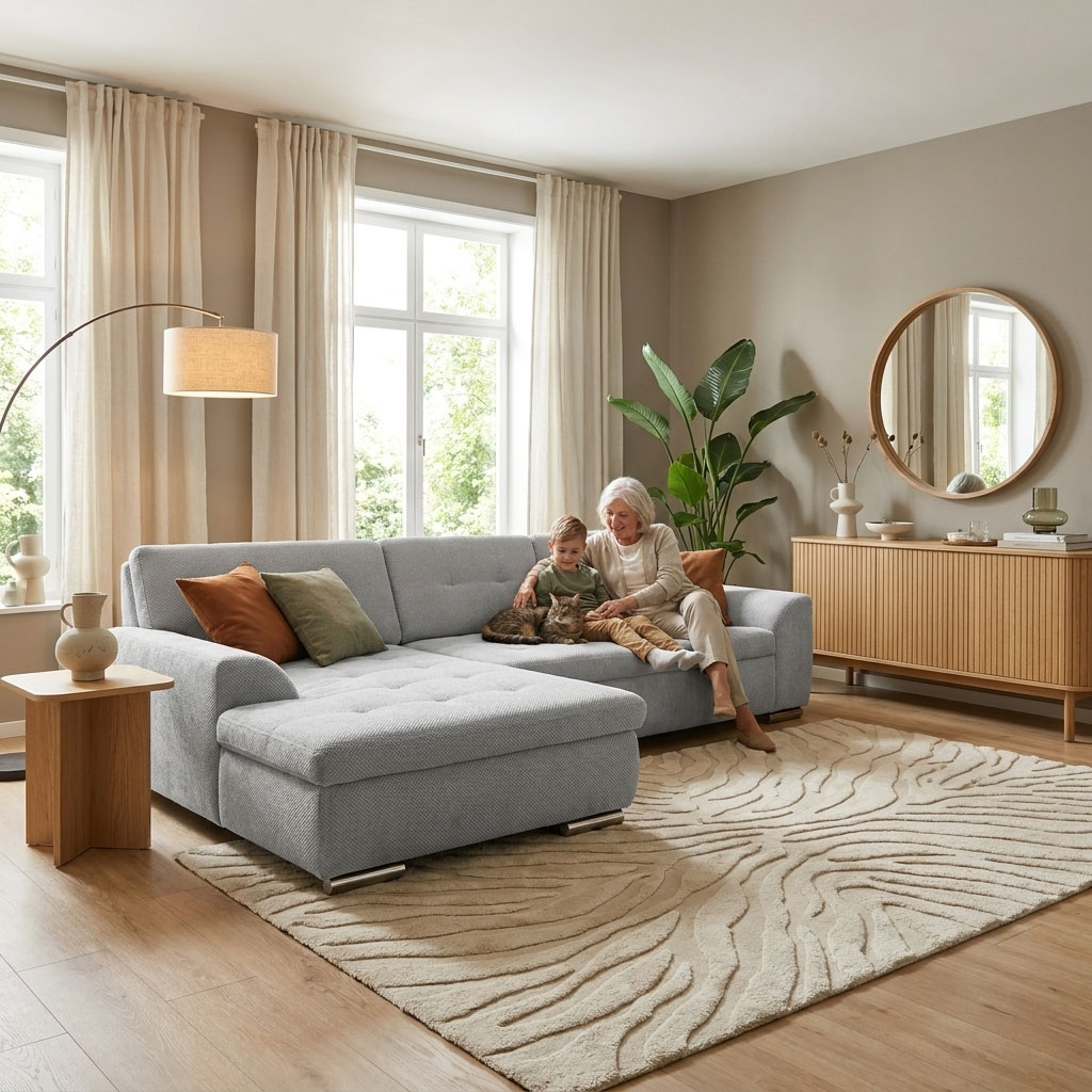 OTTO home "Torrnby 268 x 178 cm, mit Steppungen, modern & stabil" mit Schlaffunktion, L-Form, aus Pet Friendly Bezug