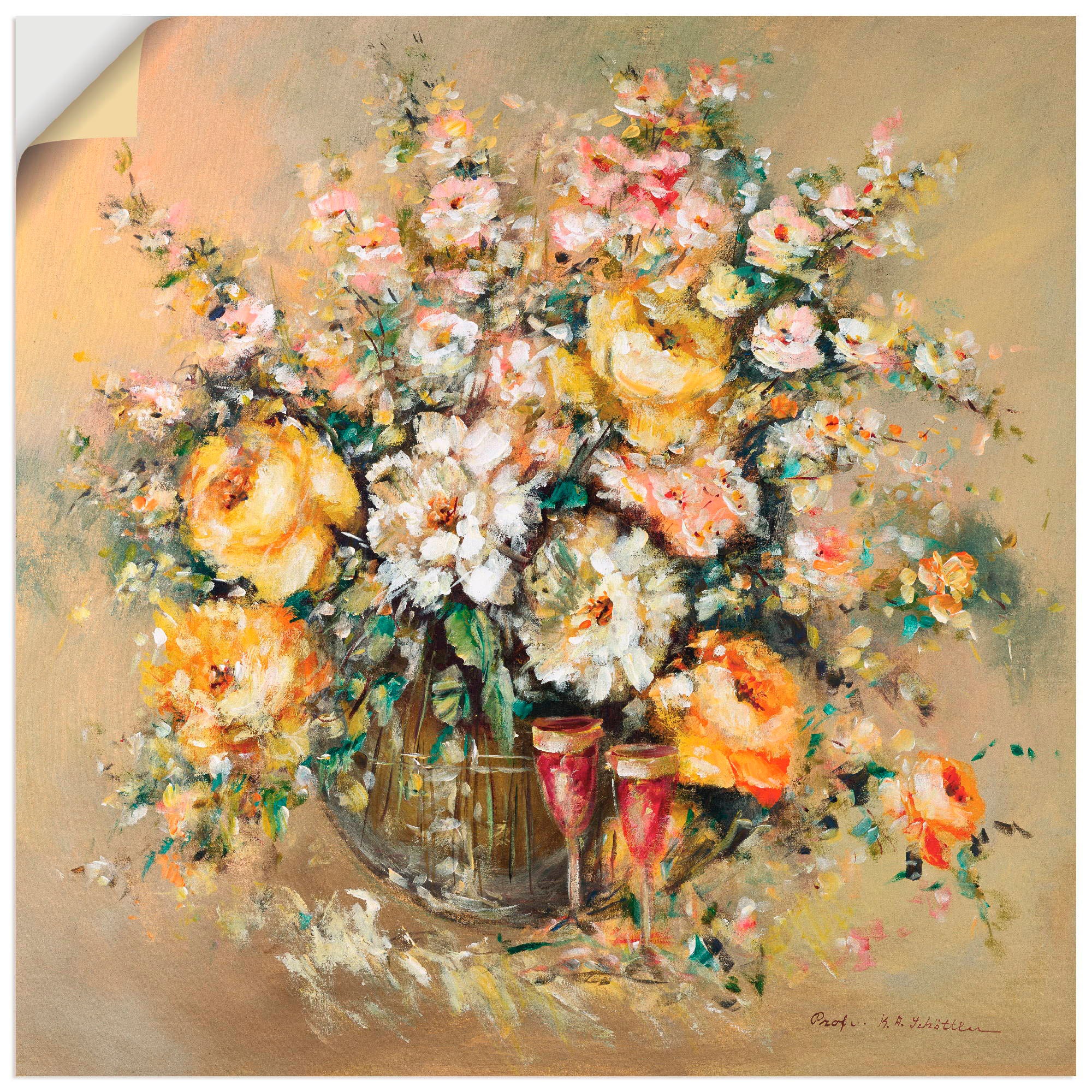 Artland Wandbild "Blumen und Spirituosen", Blumen, (1 St.), als Leinwandbil günstig online kaufen