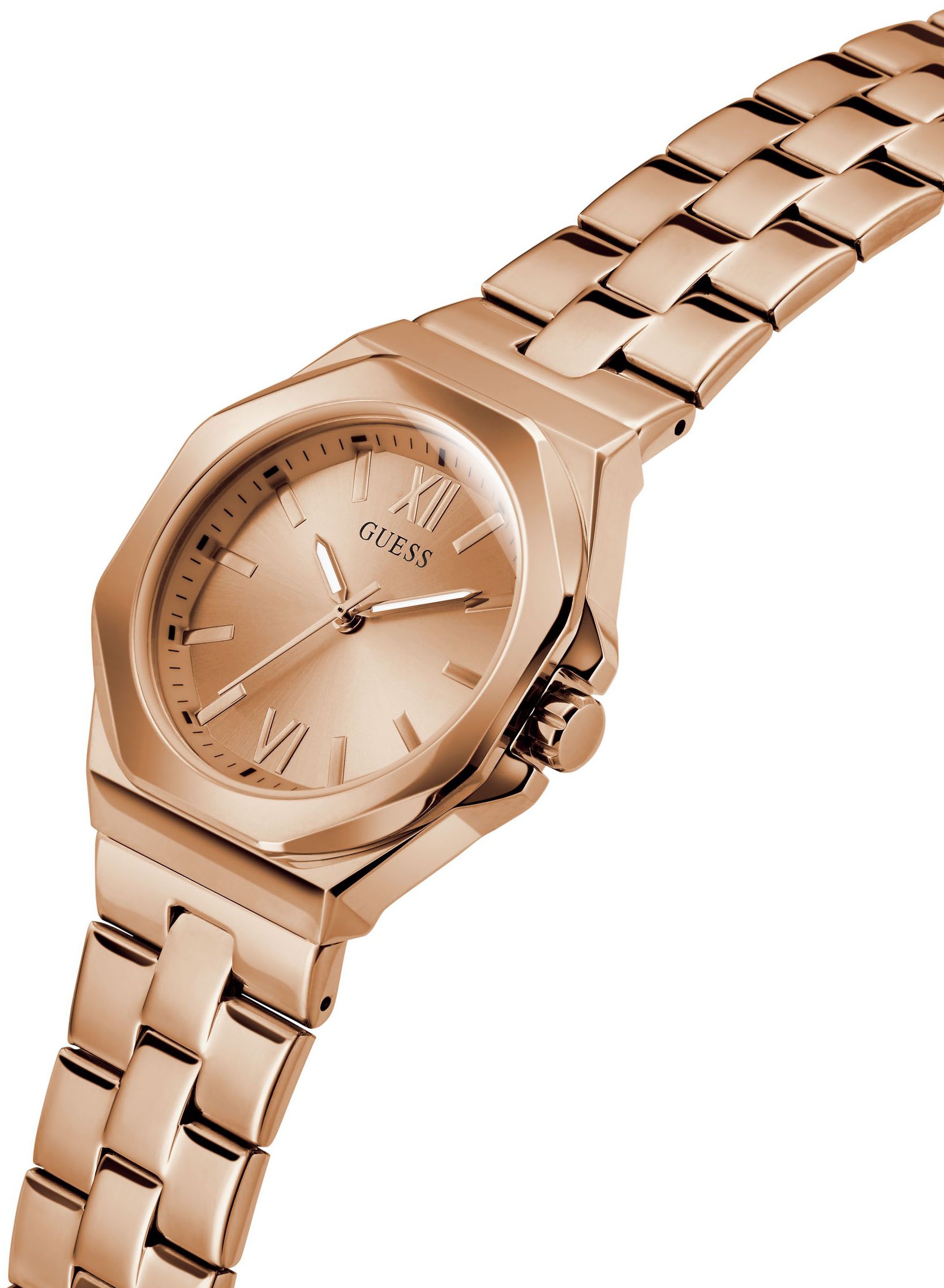 Guess Quarzuhr »EMPRESS«, Armbanduhr, Damenuhr, Edelstahlarmband