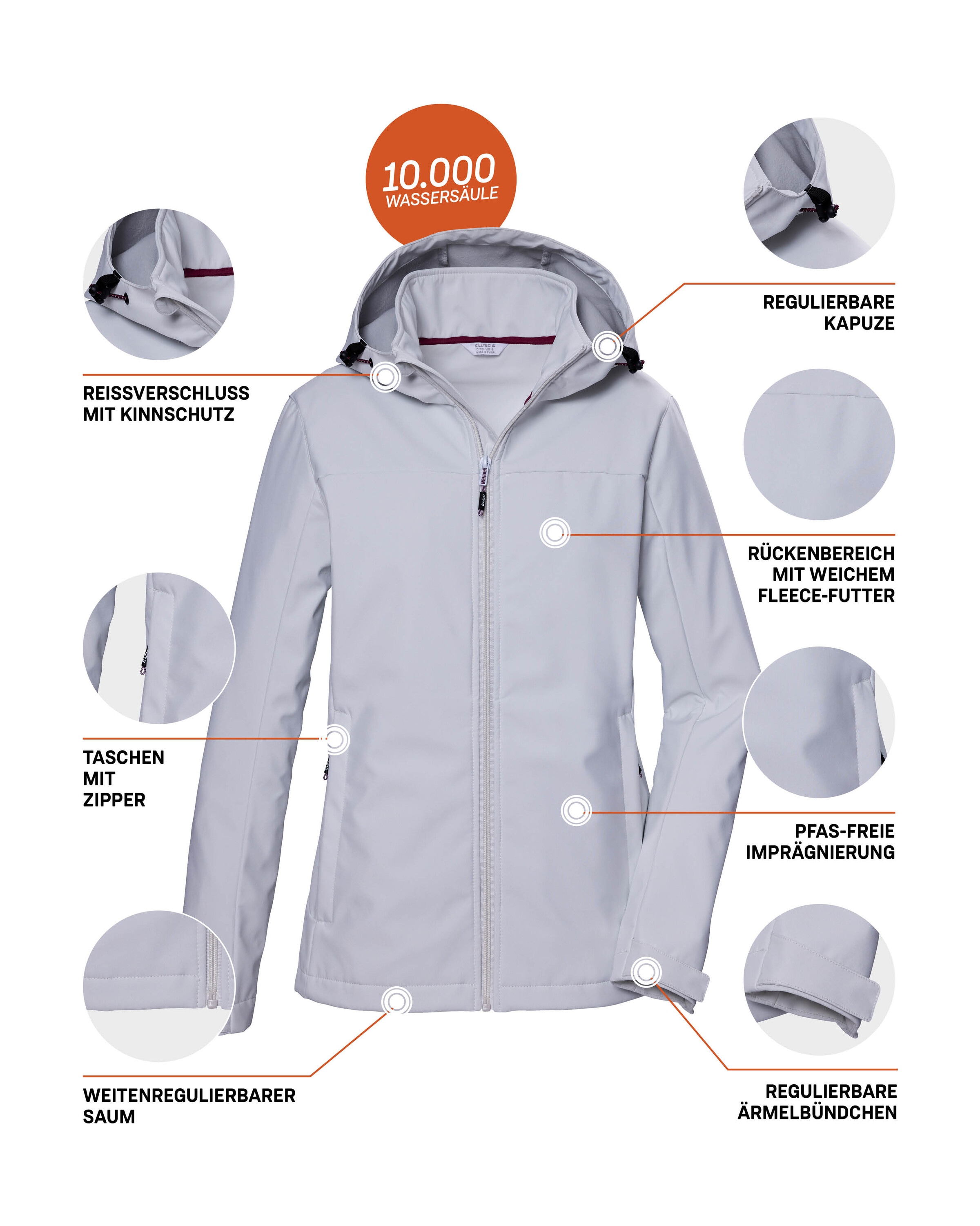 Killtec Softshelljacke »KOS 102 WMN SFTSHLL JCKT«, Wasserabweisende, atmungsaktive Softshelljacke, PFAS-frei imprägniert