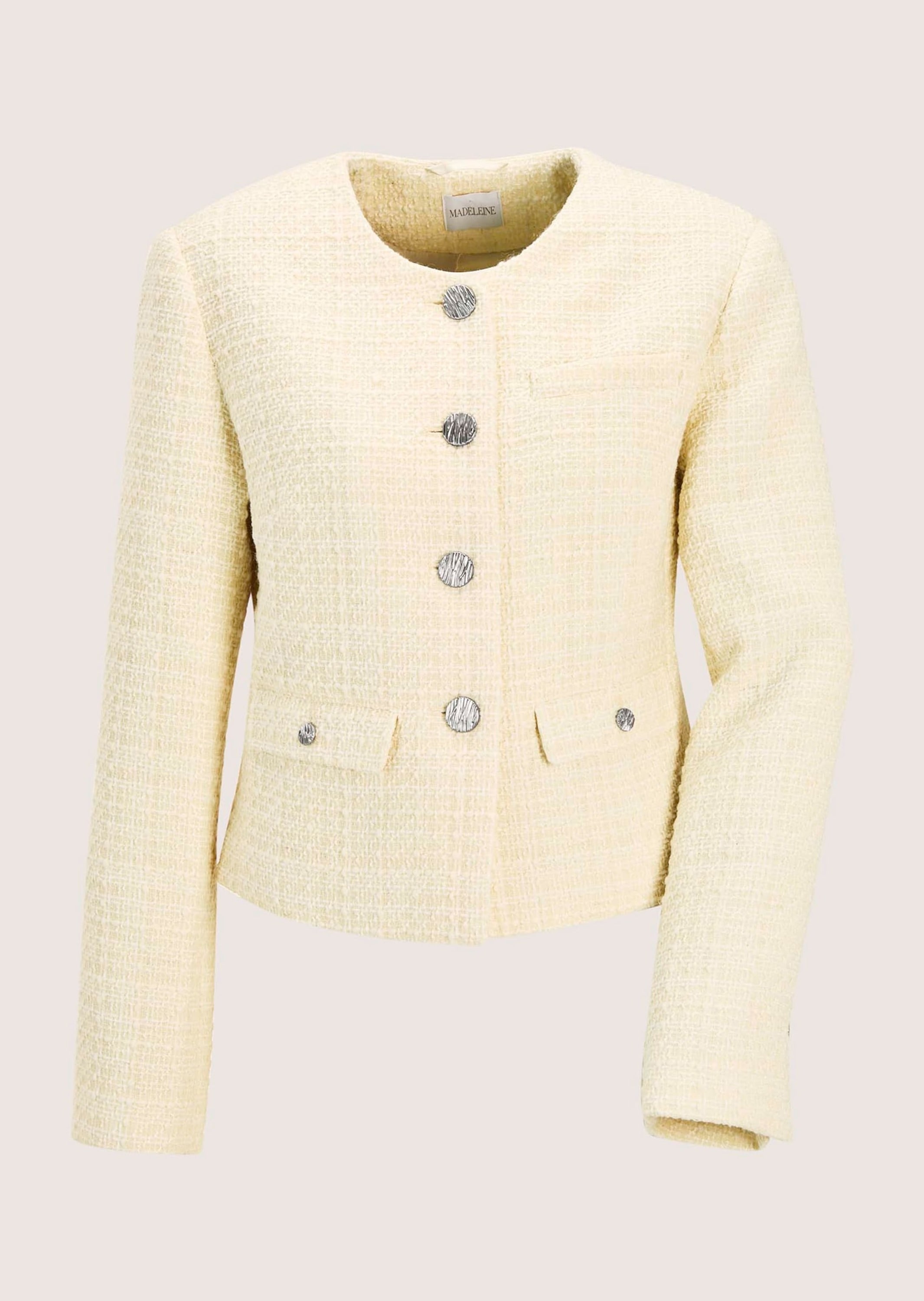 MADELEINE Jerseyblazer "Blazer Eleganter Tweed-Kurzblazer mit Metallknöpfen" Edle Metallknöpfe