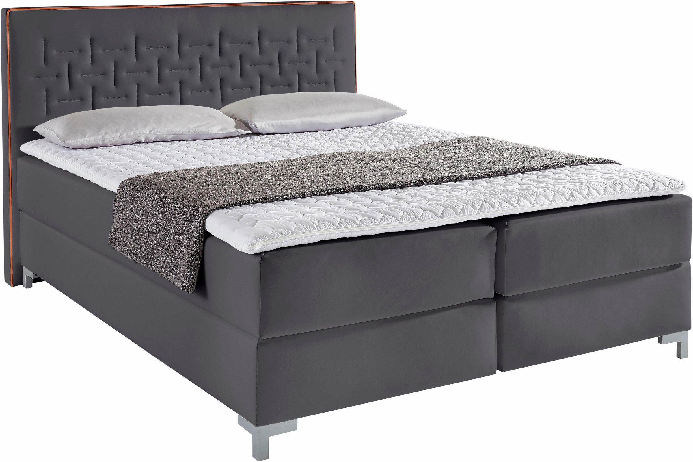 INOSIGN Boxspringbett »Coos«, mit besonderer Steppung im Kopfteil, 3 Matratzenarten, 2 Härtegrade