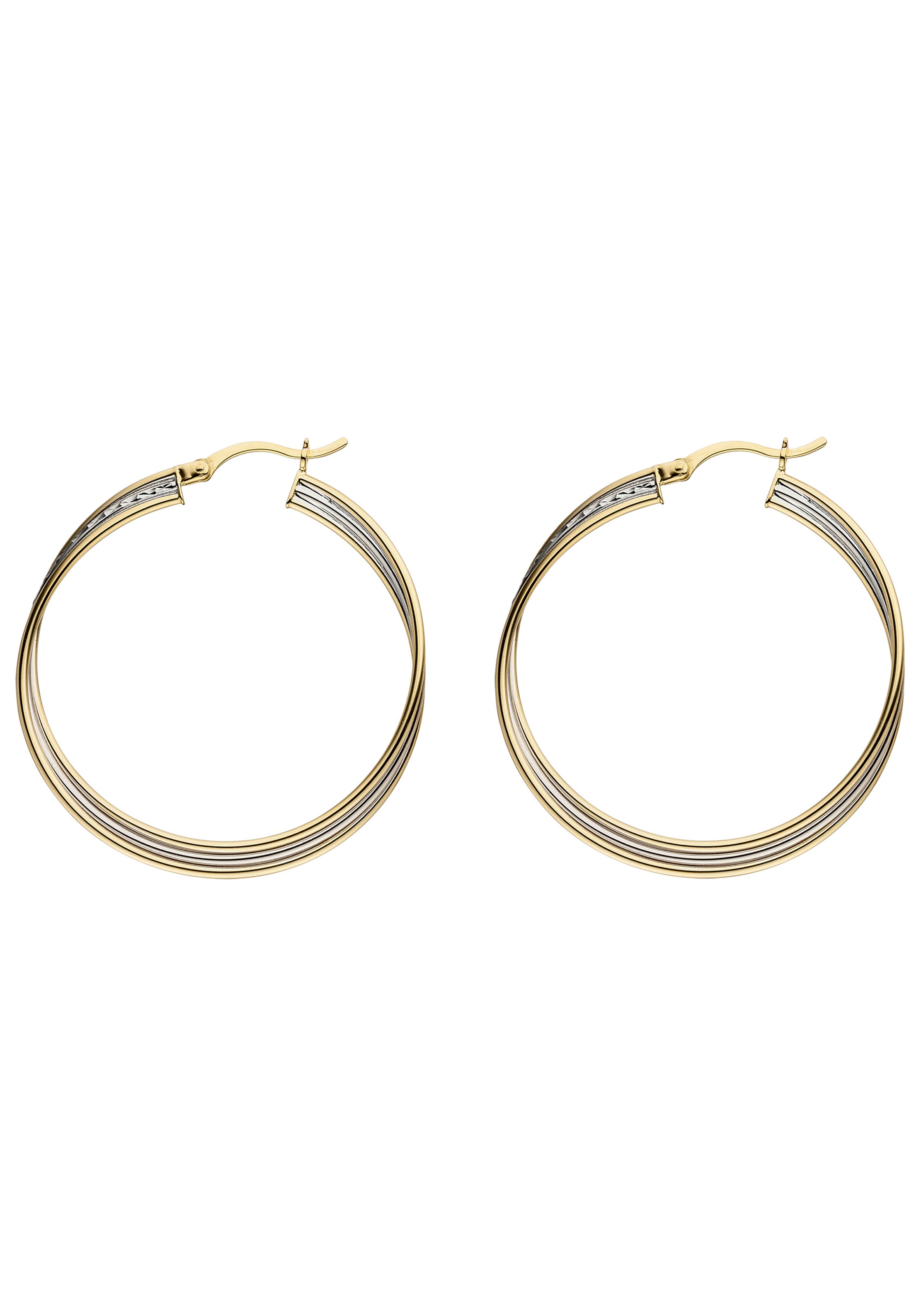 JOBO Paar Creolen 925 Silber bicolor vergoldet