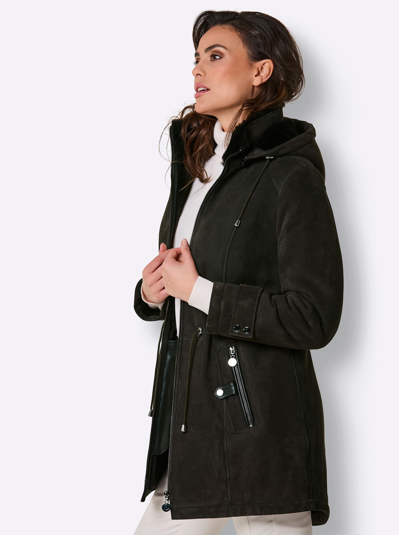 Mainpol Lederjacke mit Kapuze