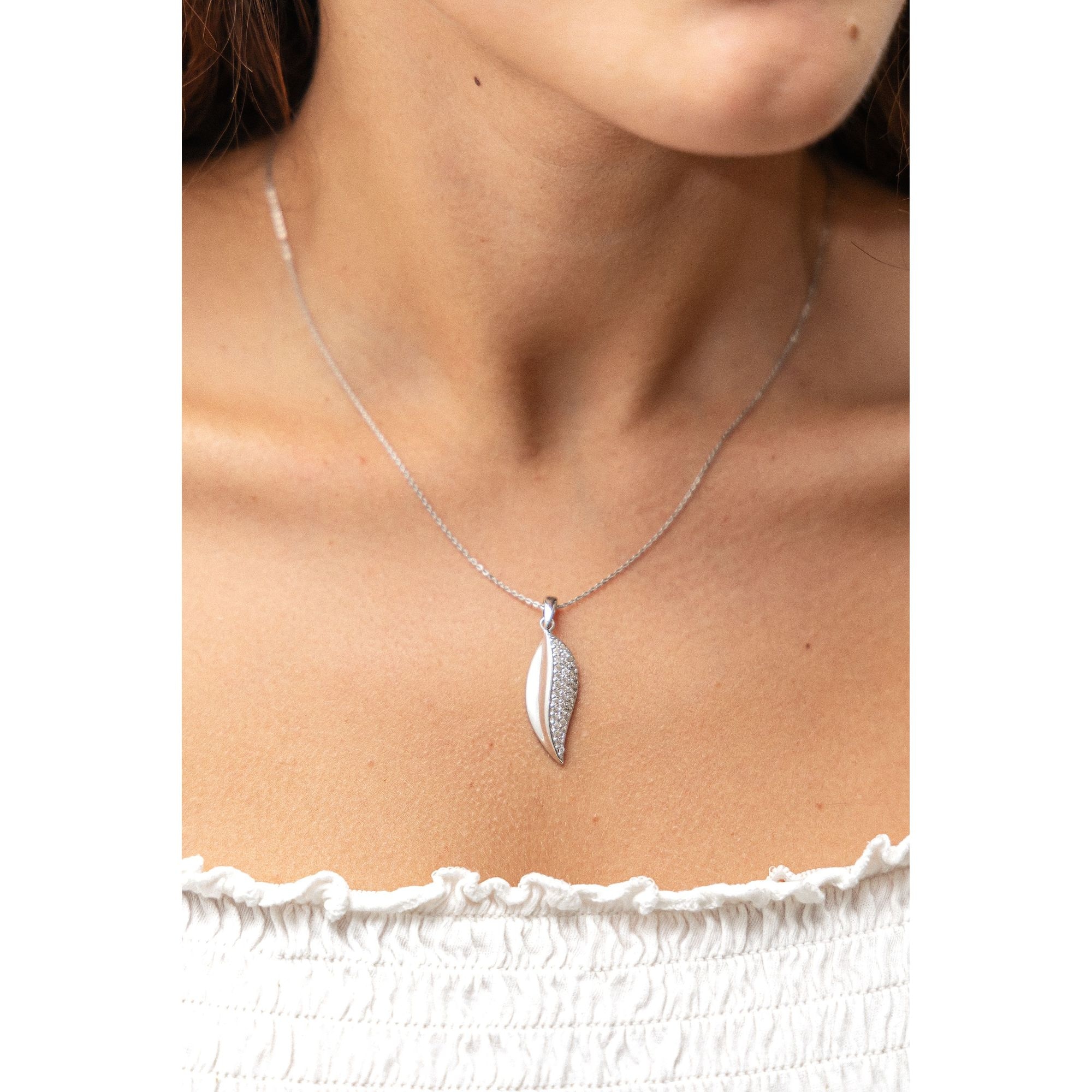 Zeeme Kette mit Anhänger »Silber 925 rhodiniert mit Zirkonia weiß«