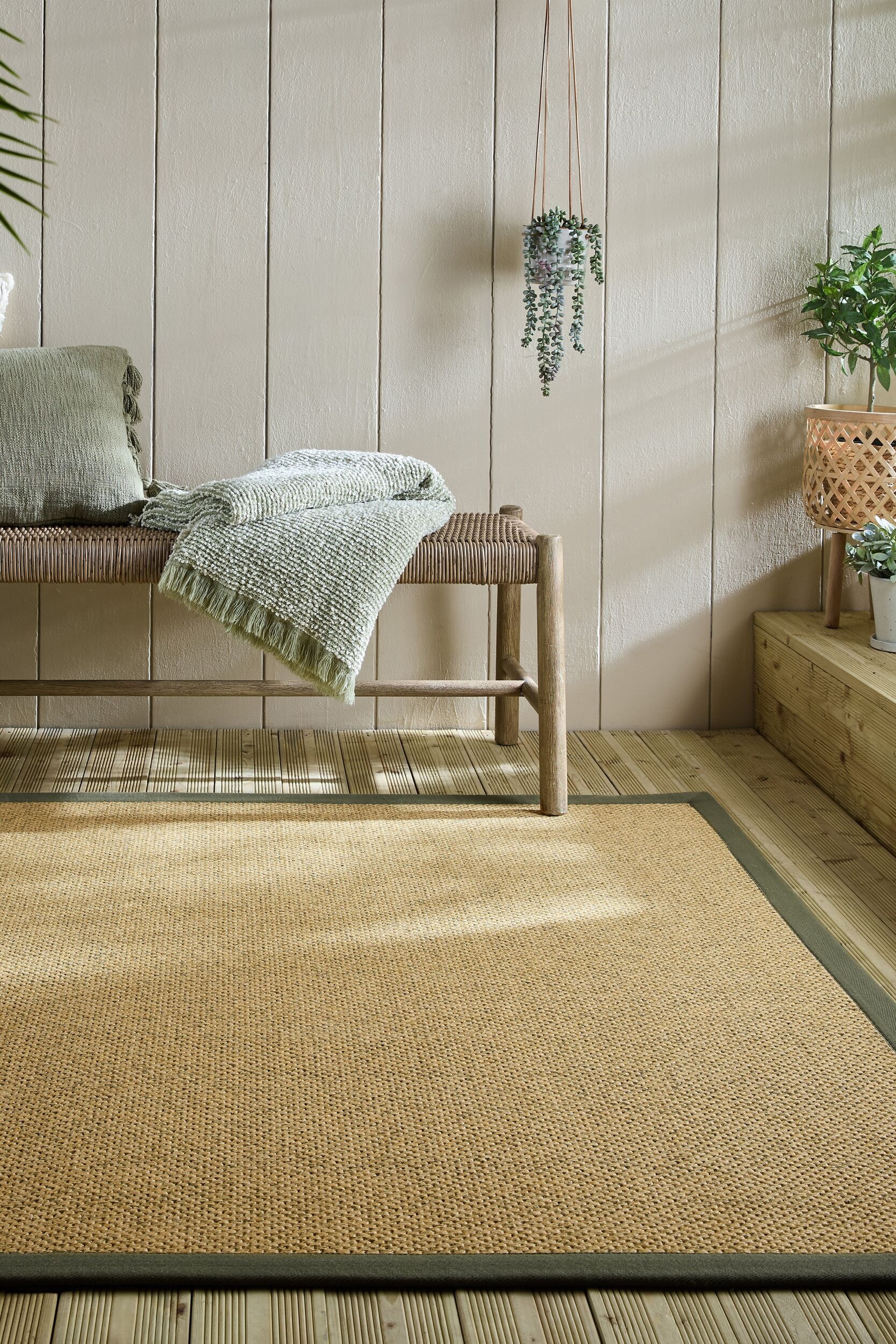 FLAIR RUGS Teppich »Sisal Look«, rechteckig, 6 mm Höhe, Sisal Look Border Indoor Outdoor Bodenläufer Teppich