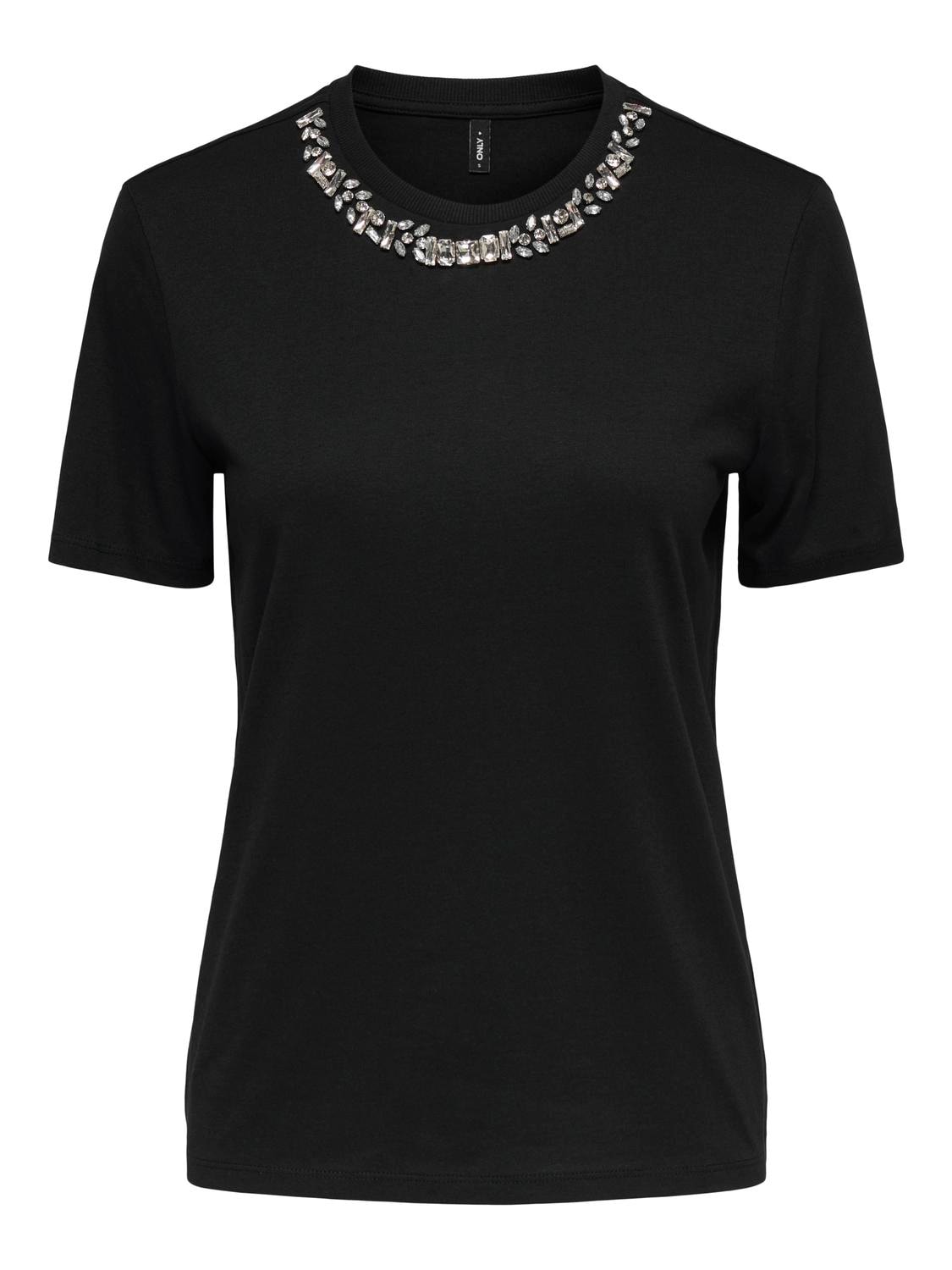 ONLY "ONLPARKER S/S O-NECK BLING TOP BOX JRS" Materialmix, regular fit, Run günstig online kaufen