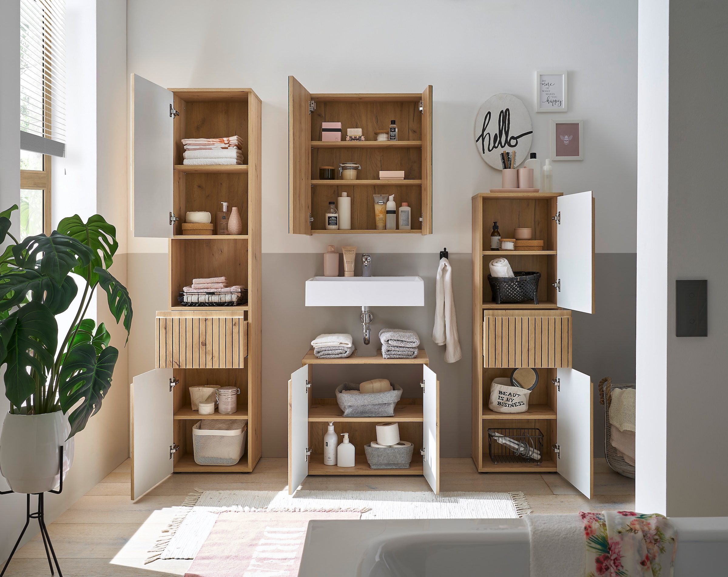 BASIC by Balculina Badmöbel-Set »Austin«, (4 St.), Gesamtbreite 200 cm, 4-tlg., Soft-Close-Funktion