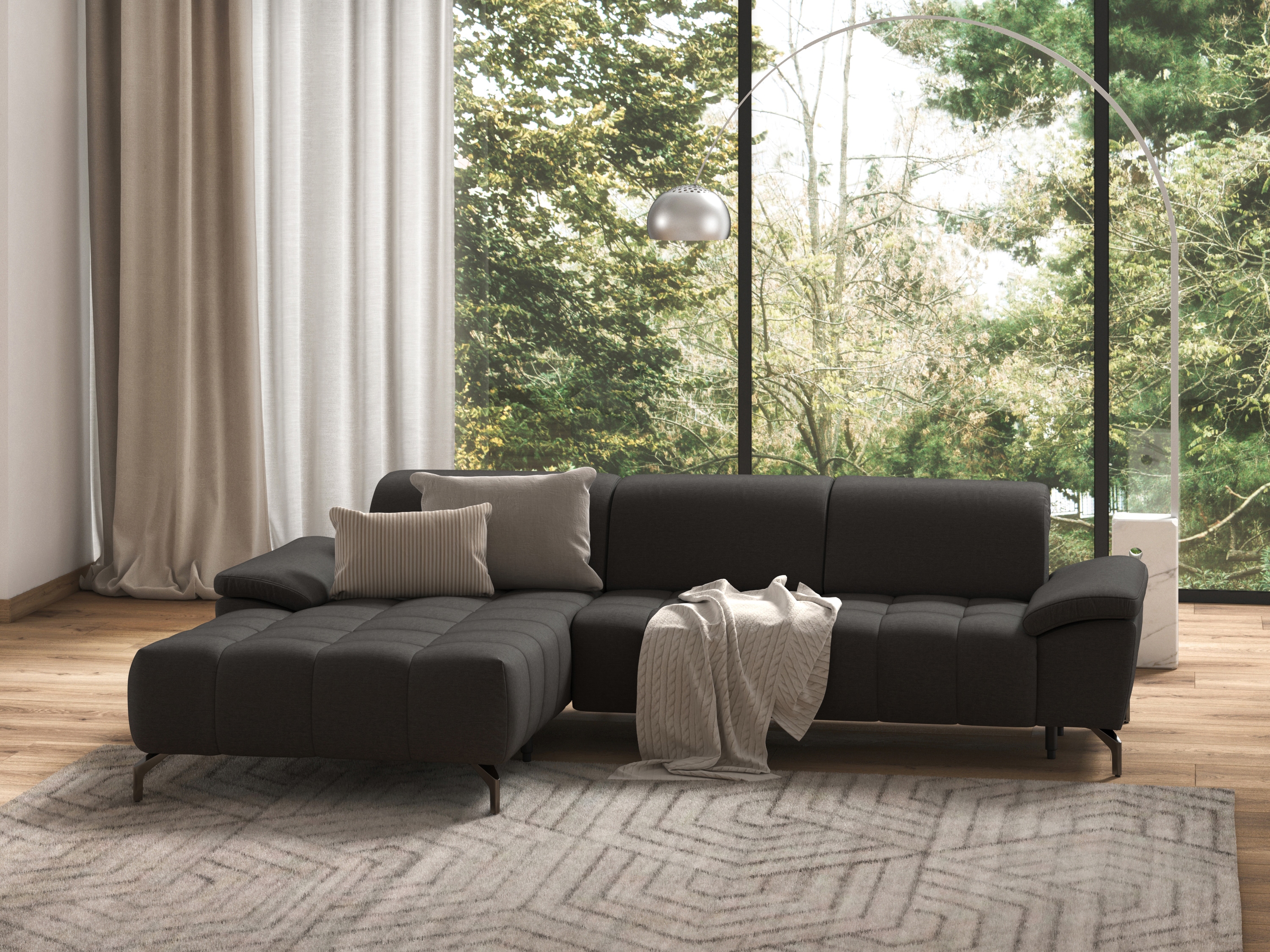 sit&more Ecksofa "Cool L-Form" wahlweise mit Kopfteilverstellung und Vorziehsitz, motorisch