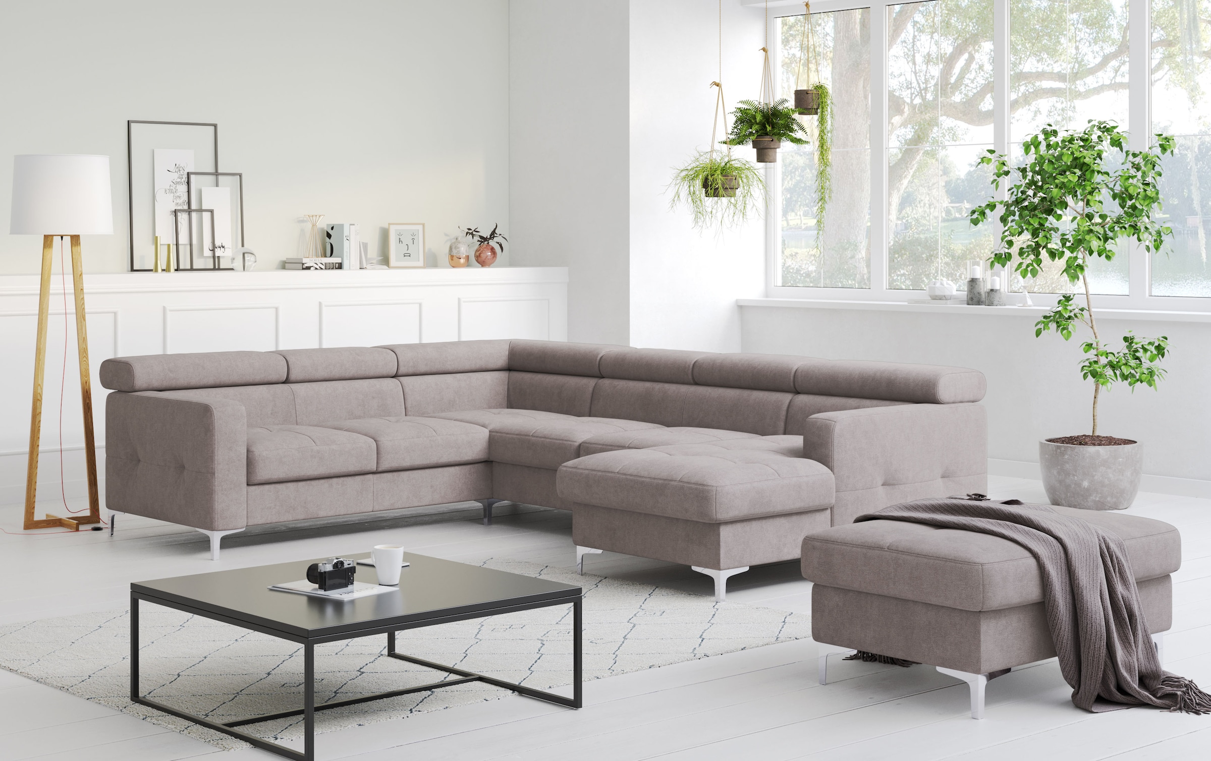 COTTA Wohnlandschaft "Sammy U-Form, B: 304 cm" Kopfteilverstellung, optional Schlaffunktion & Bettkasten