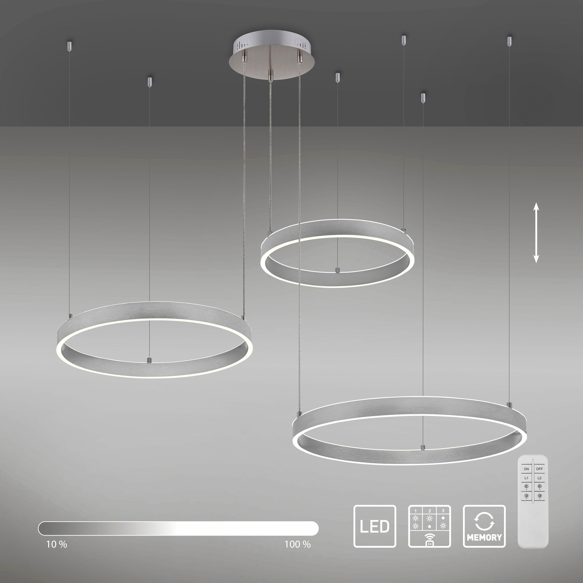 JUST LIGHT Pendelleuchte »LILLUTI«, 2 flammig, Leuchtmittel LED-Board | LED fest integriert, Fernbedienung, Funk inkl., separat steuerbar über FB, Fer