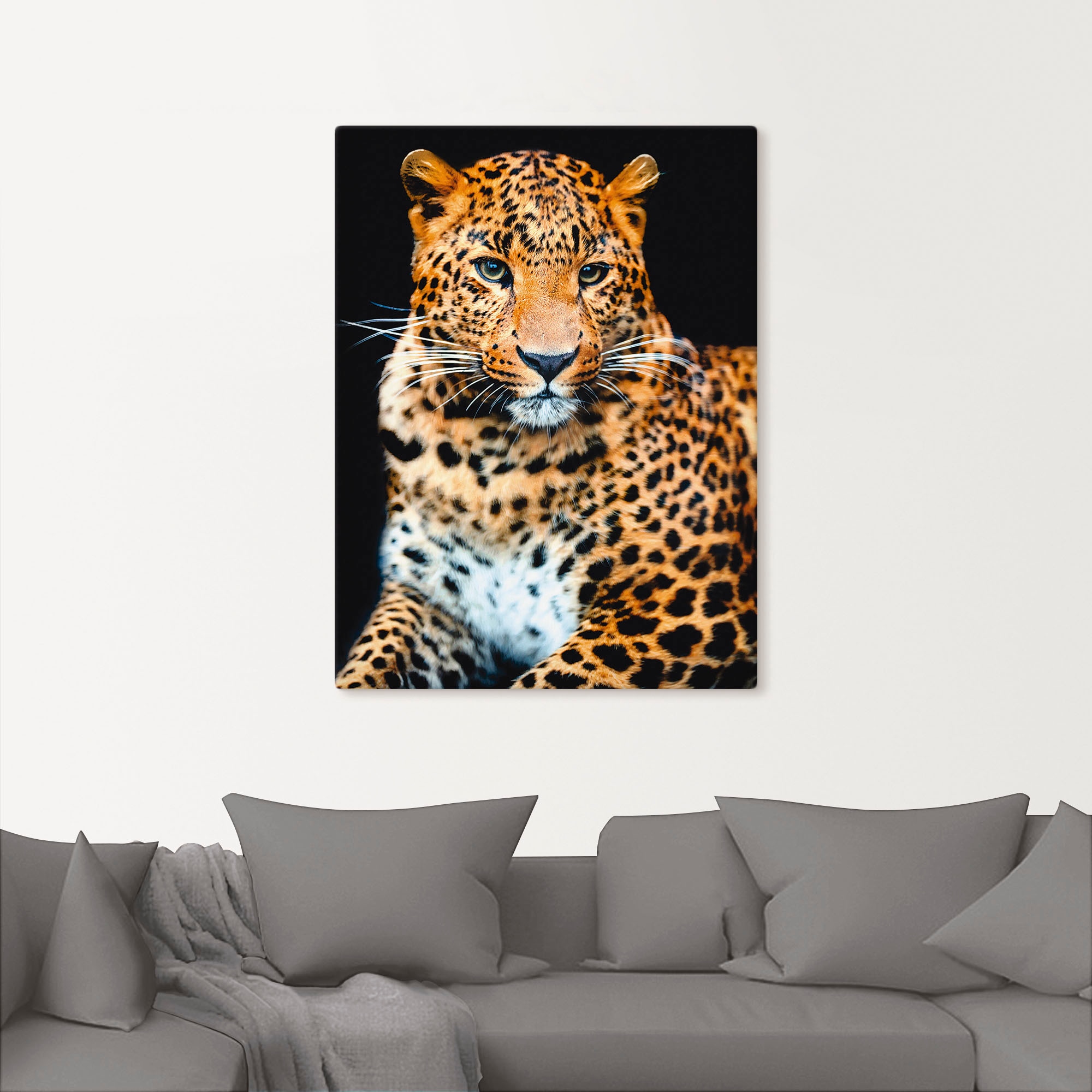 Artland Wandbild »Wütender wilder Leopard«, Wildtiere, (1 St.), als Alubild, Outdoorbild, Leinwandbild, Poster, Wandaufkleber