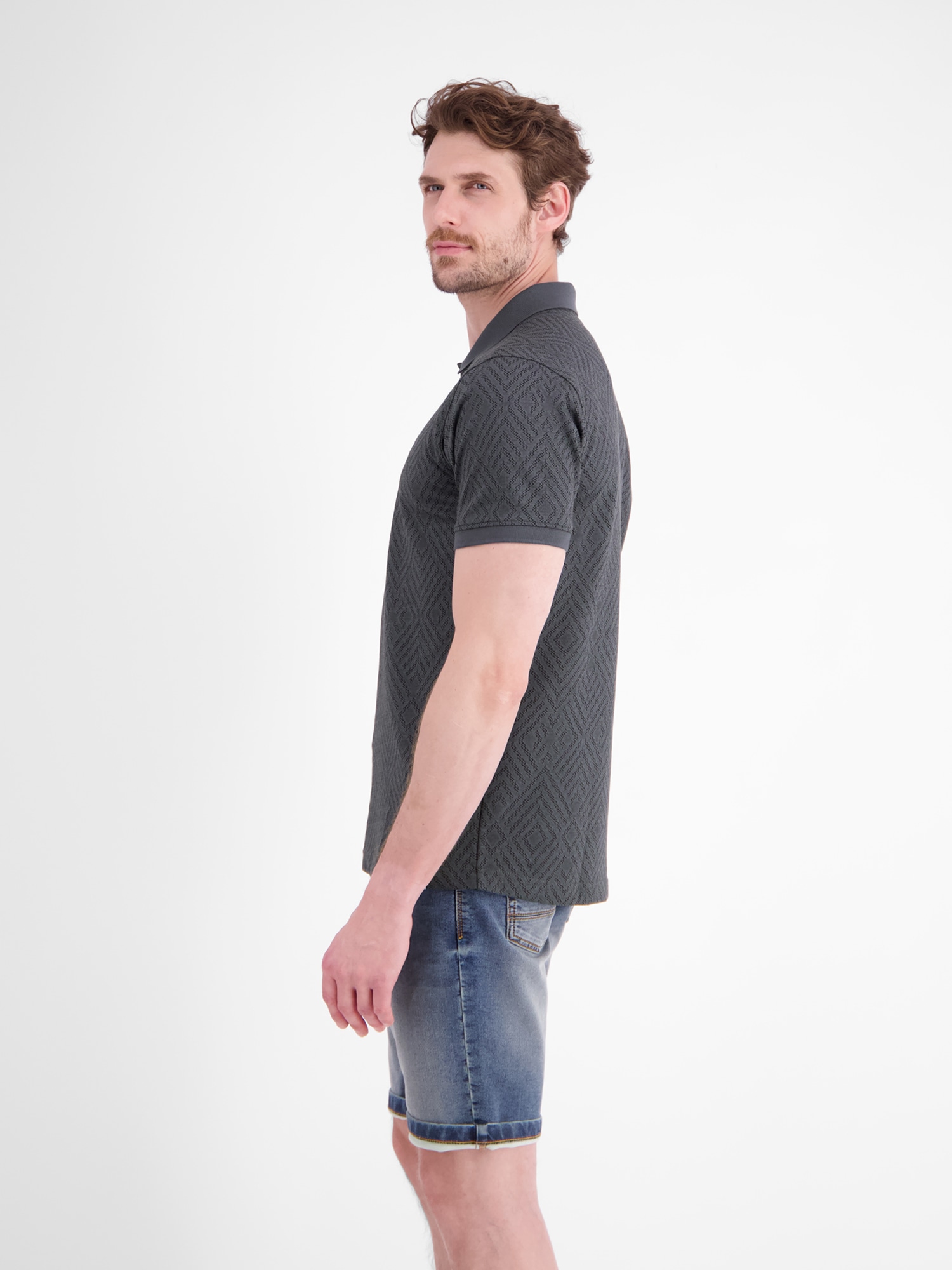 LERROS Poloshirt »Poloshirt mit rautenförmigem Jaquard-Muster in 2-Tone-Optik«
