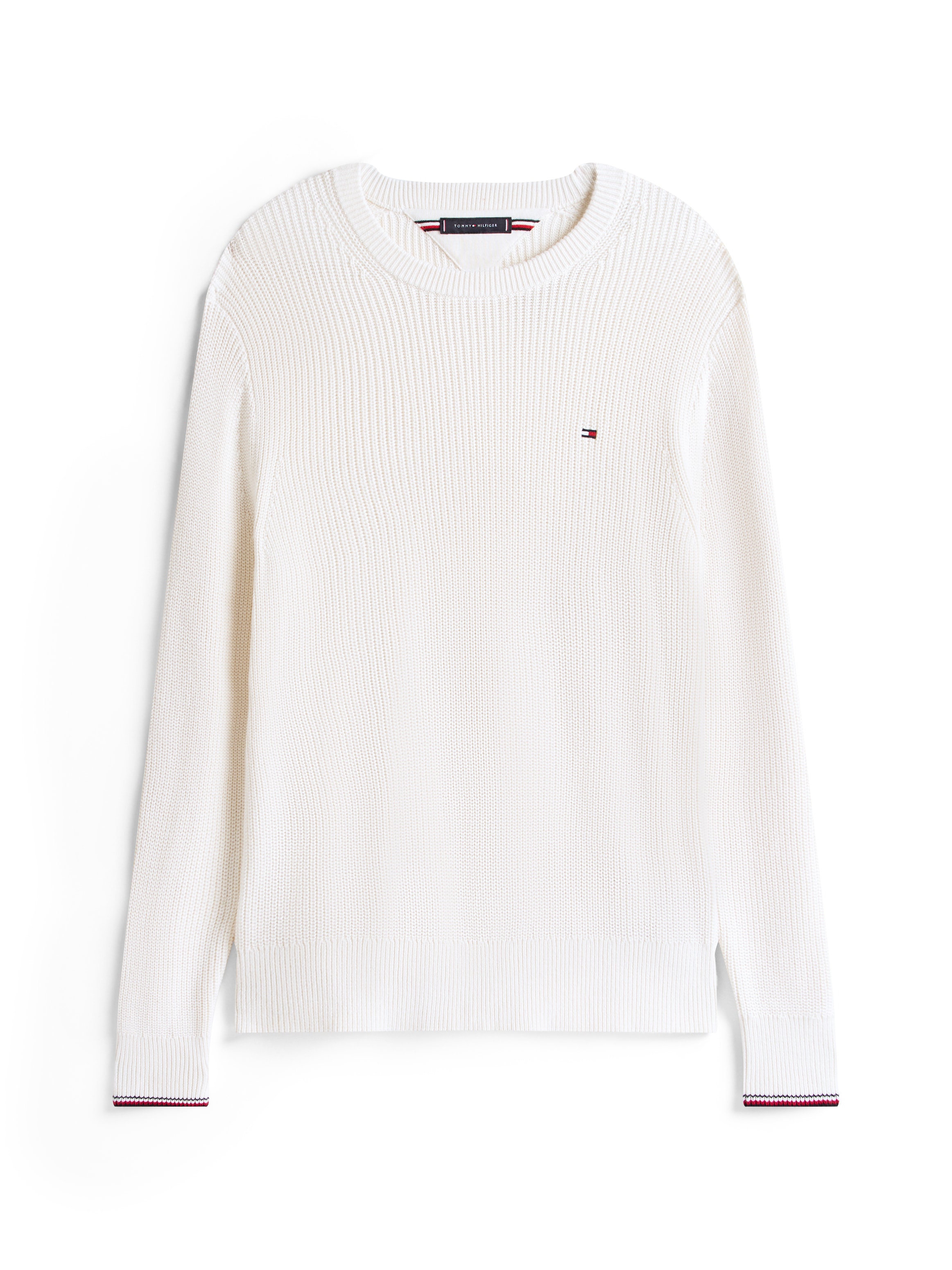 Tommy Hilfiger Rundhalspullover »RWB RIB CREW NECK« mit Kontrast-Details