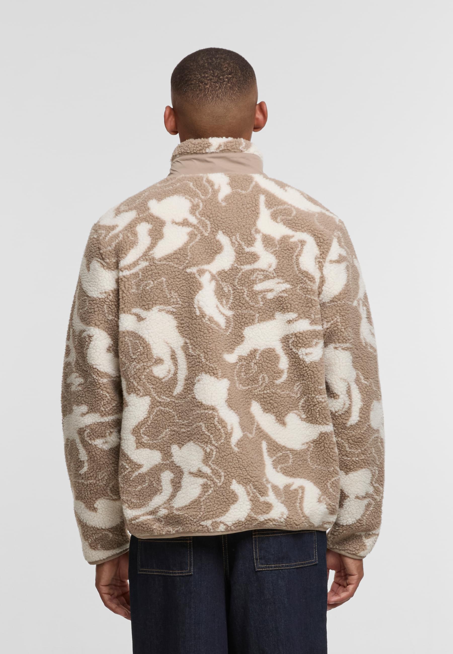 URBAN CLASSICS Allwetterjacke »Urban Classics Pattern Teddy Trackjacket« 1 Stk. tlg. ohne Kapuze