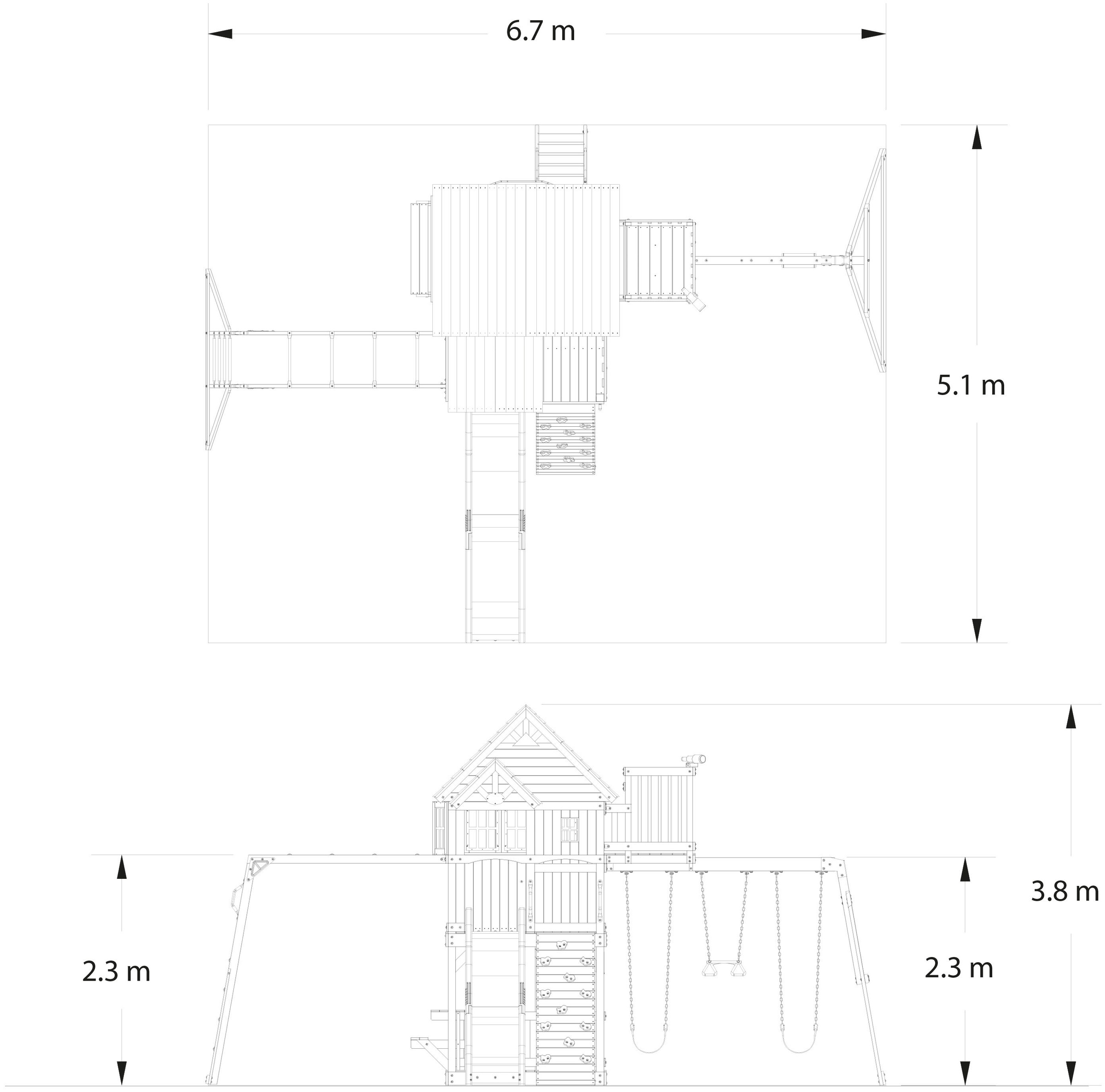 Backyard Discovery Spielturm »Skyfort II«, mit Schaukel, Rutsche, Klettergerüst und Aussichtsturm