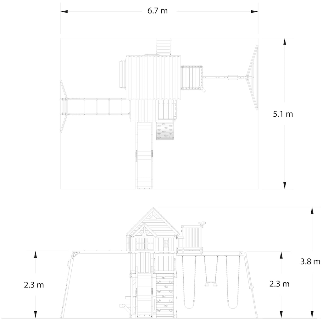 Backyard Discovery Spielturm »Skyfort II«, mit Schaukel, Rutsche, Klettergerüst und Aussichtsturm