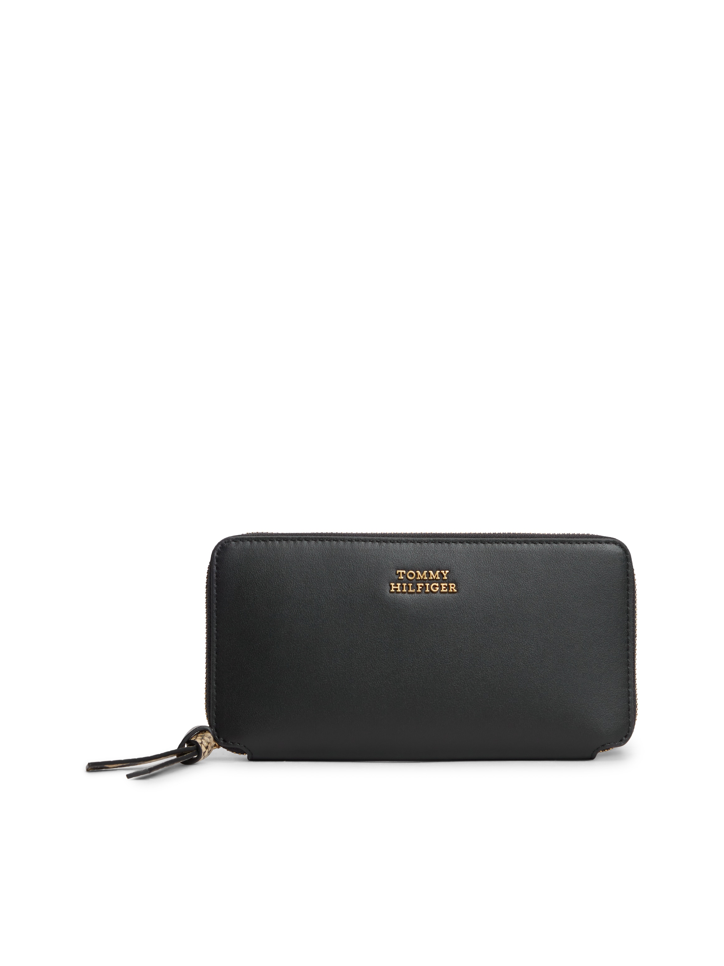 Tommy Hilfiger Geldbörse "TH LEATHER LRG ZA WALLET" Damen Geldbeutel, Portemonnaie mit Detail in Reptilienoptik