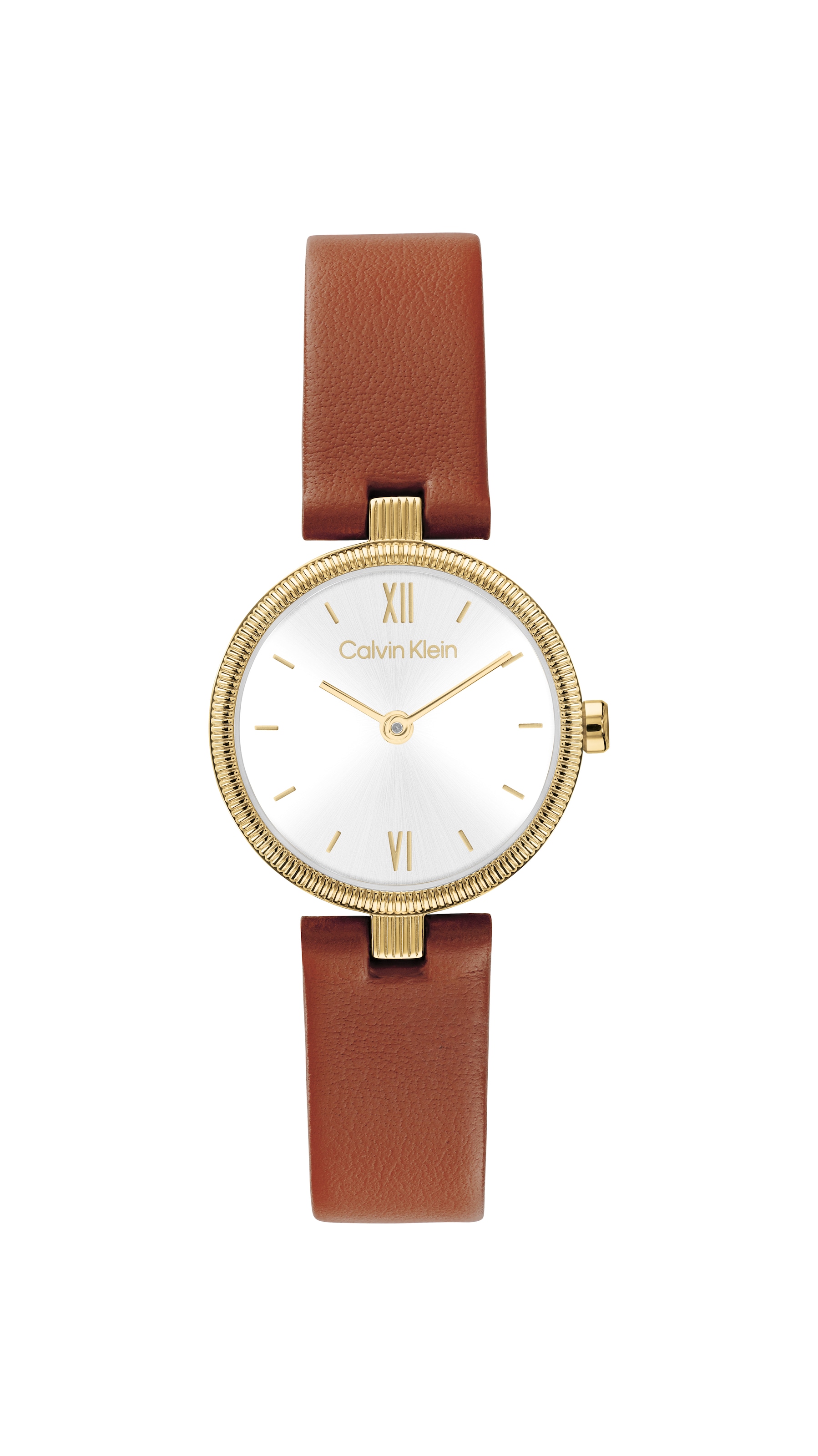 Calvin Klein Quarzuhr »GLEAM« Armbanduhr, Damenuhr, Lederarmband, analog