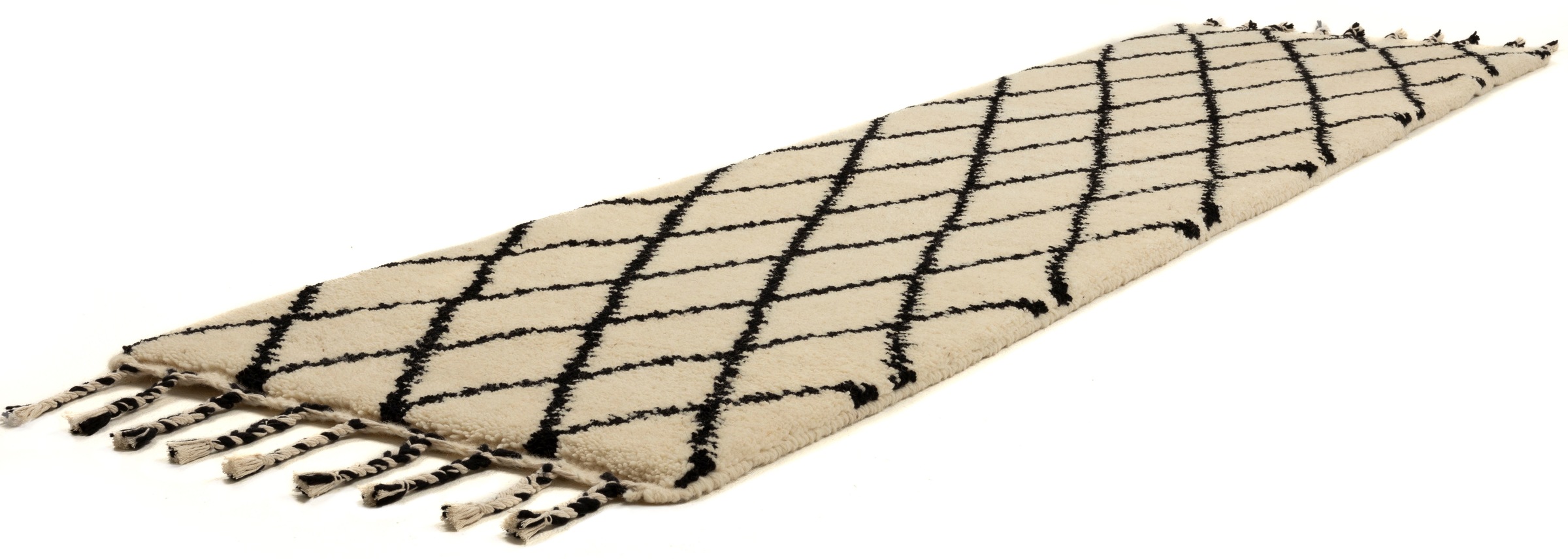 THEKO Wollteppich »MARMOUCHA 05«, rechteckig, 24 mm Höhe, reine Wolle, Rauten Design, mit Fransen