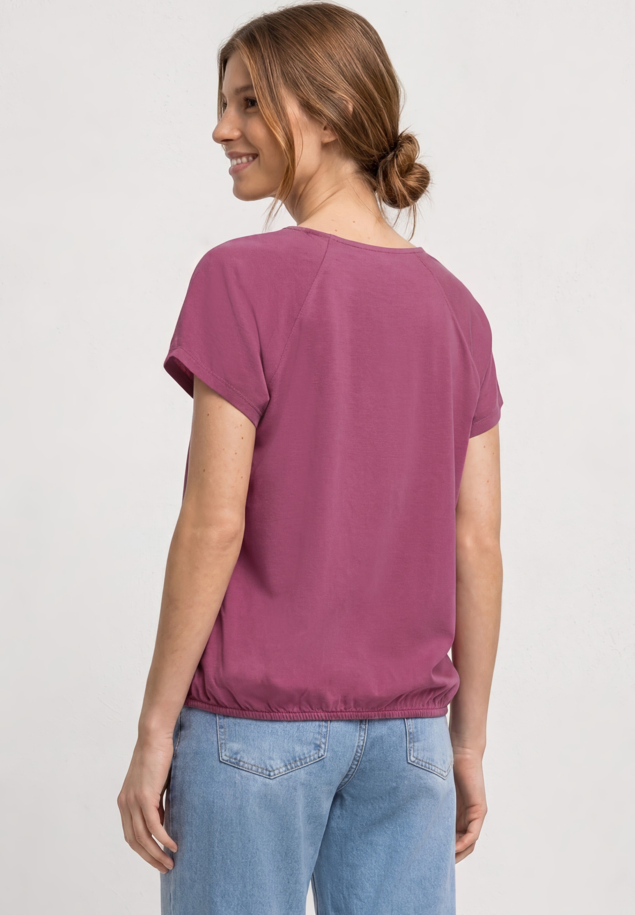 STREET ONE T-Shirt mit abgerundetem V-Ausschnitt