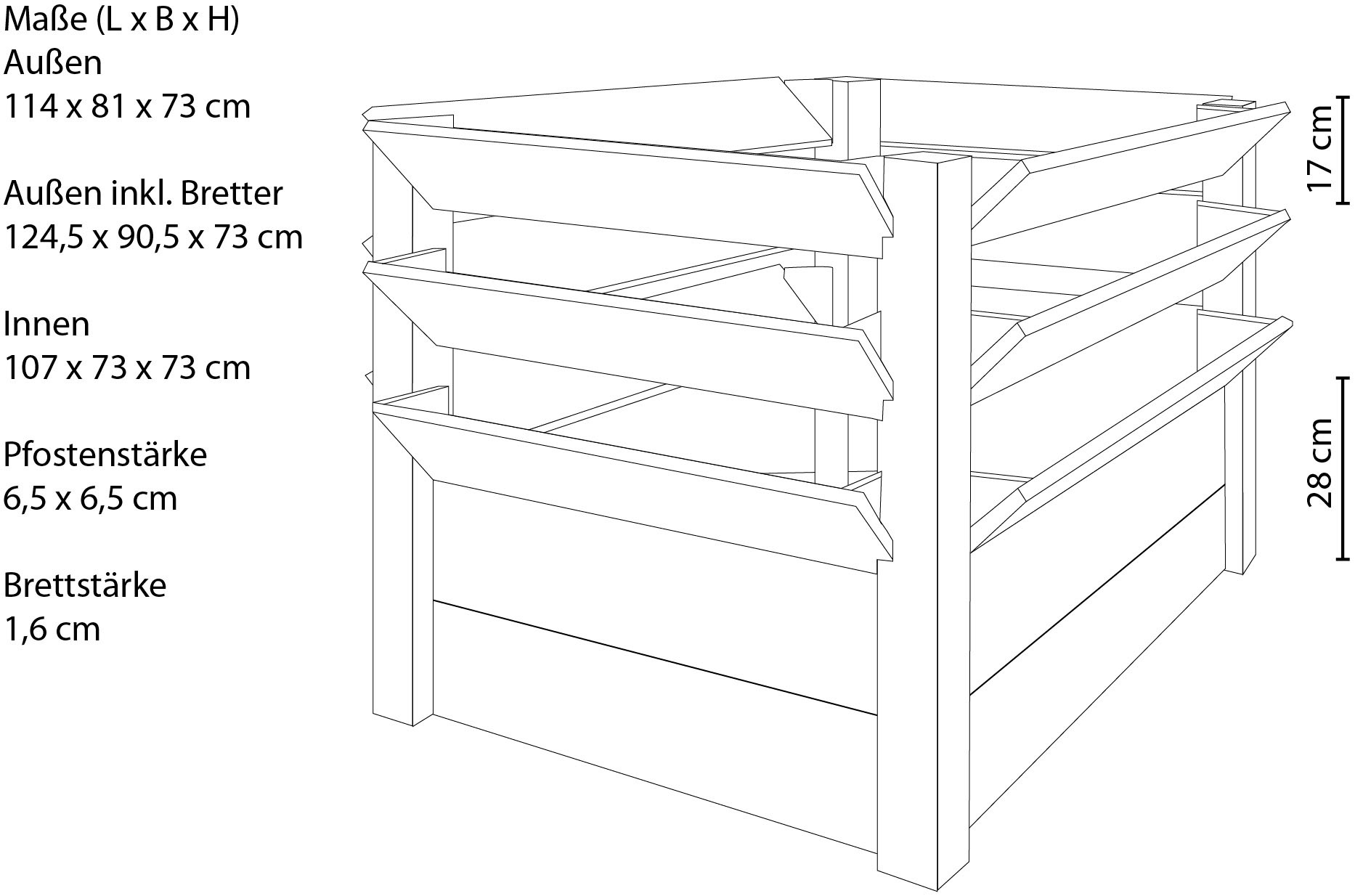 WESTMANN Hochbeet »Premium XXL«, 700 l, BxTxH: 124,5x90,5x73 cm