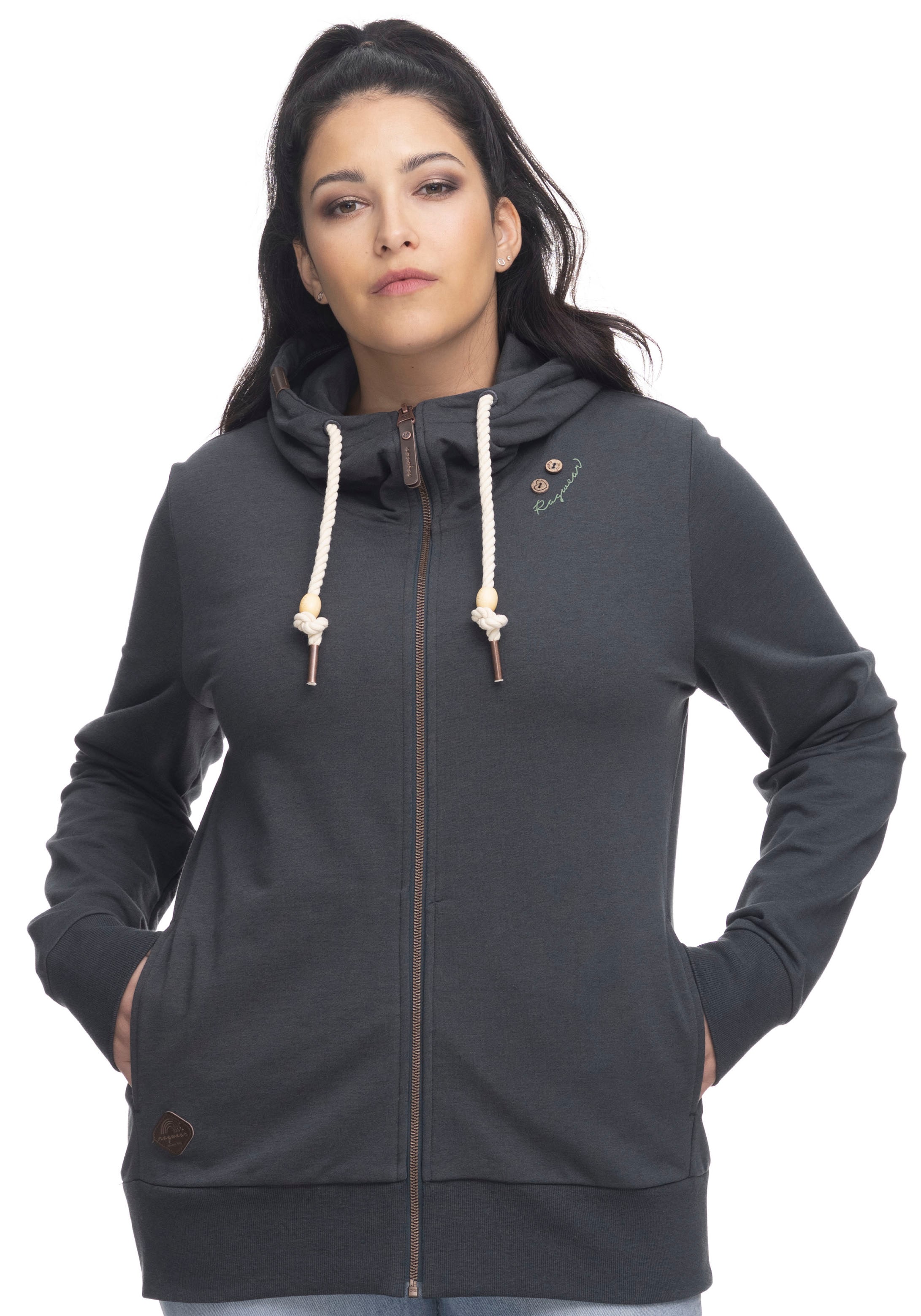 ragwear plus -  Sweatjacke "PAYA PLUS", mit kontrastfarbigen Kordeln