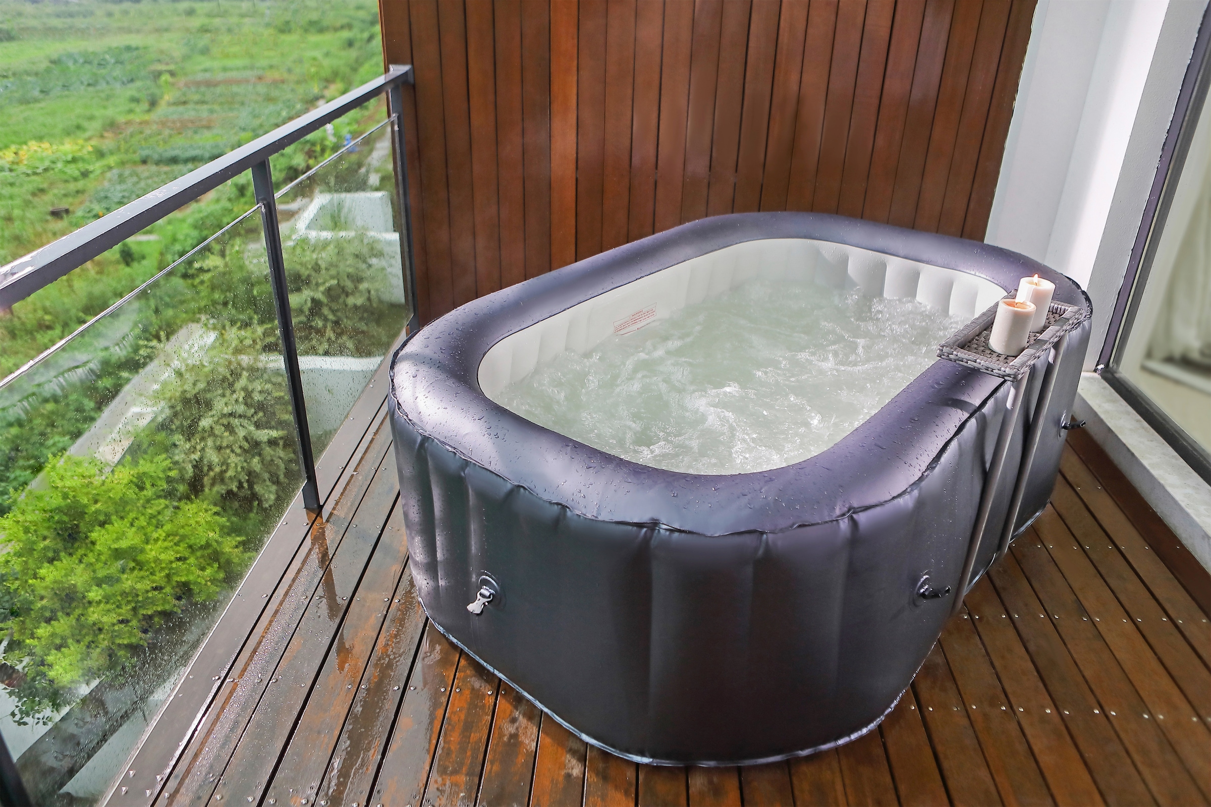 GardWell Whirlpool »Black Hold«, (Set), selbstaufblasend, 104 Luftdüsen, BxLxH: 125x186x68 cm, für 2 Personen