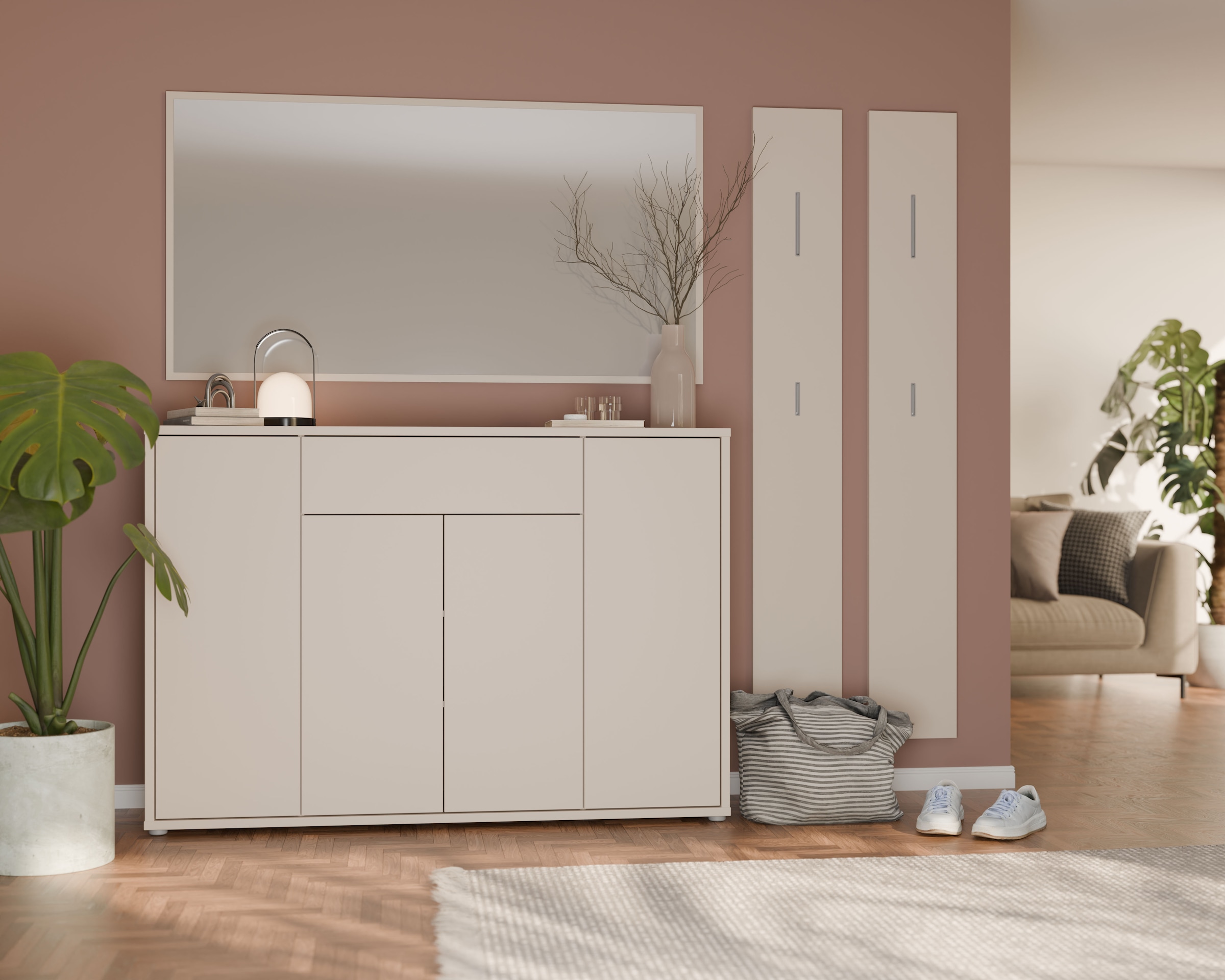 FORTE Schuhschrank B/H/T 143,9/99,1/34,9 cm Push to open, 28  Paar Schuhe