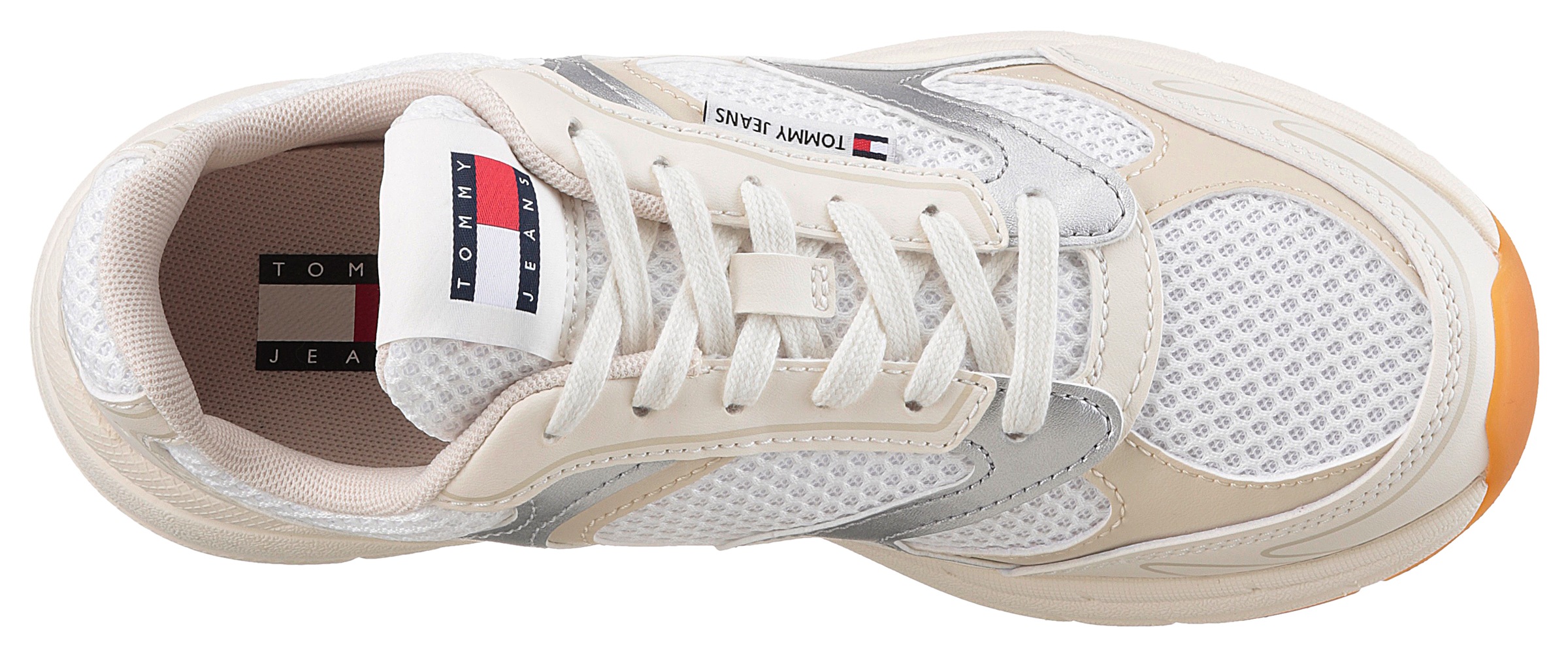 Tommy Jeans Keilsneaker »THE CONEY METALLIC«, Freizeitschuh, Schnürschuh, Halbschuh, Ugly-Sneaker, Logo-Aufnäher