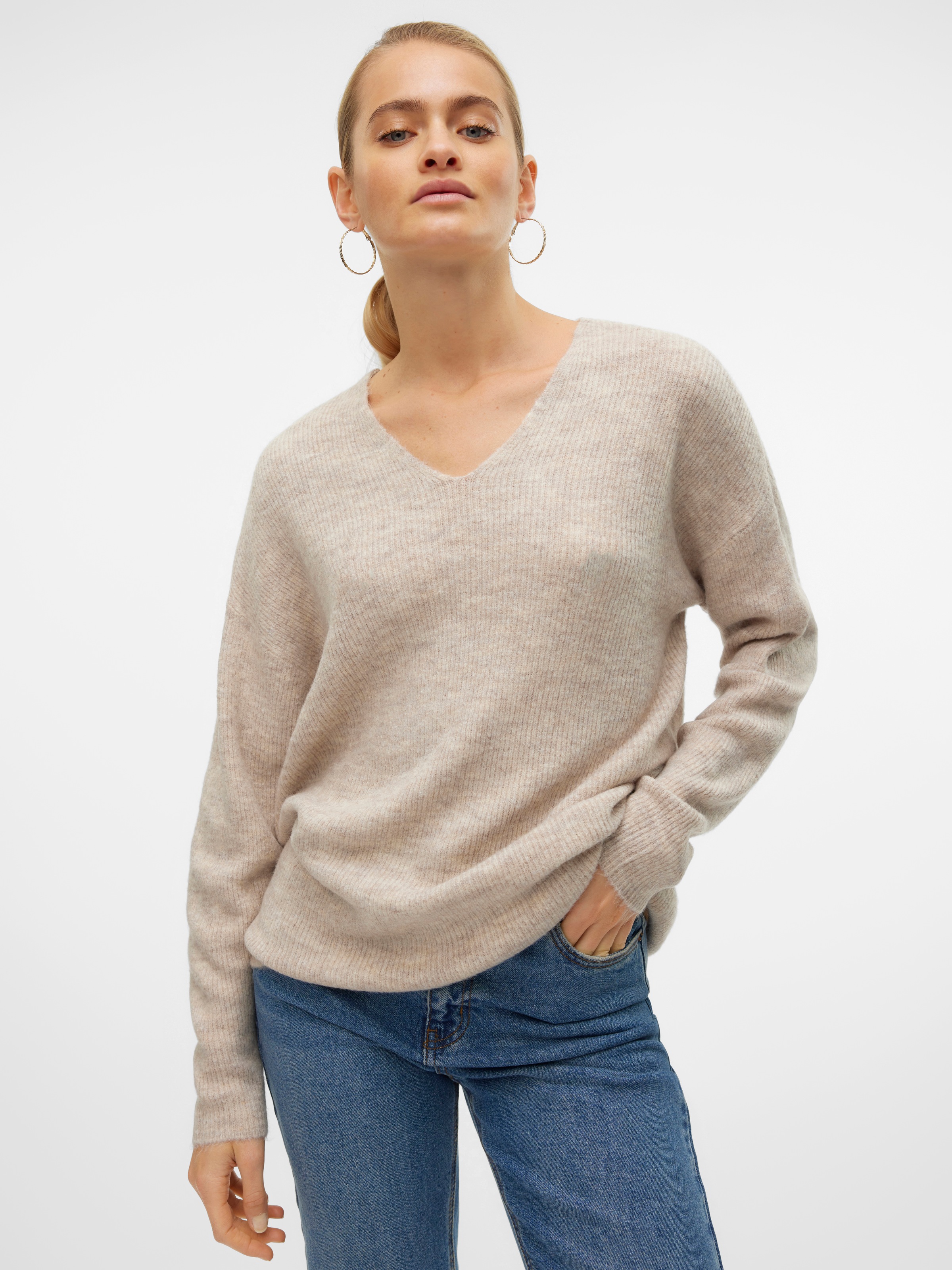 Vero Moda V-Ausschnitt-Pullover "VMCREWLEFILE LS V-NECK BLOUSE NOOS" günstig online kaufen