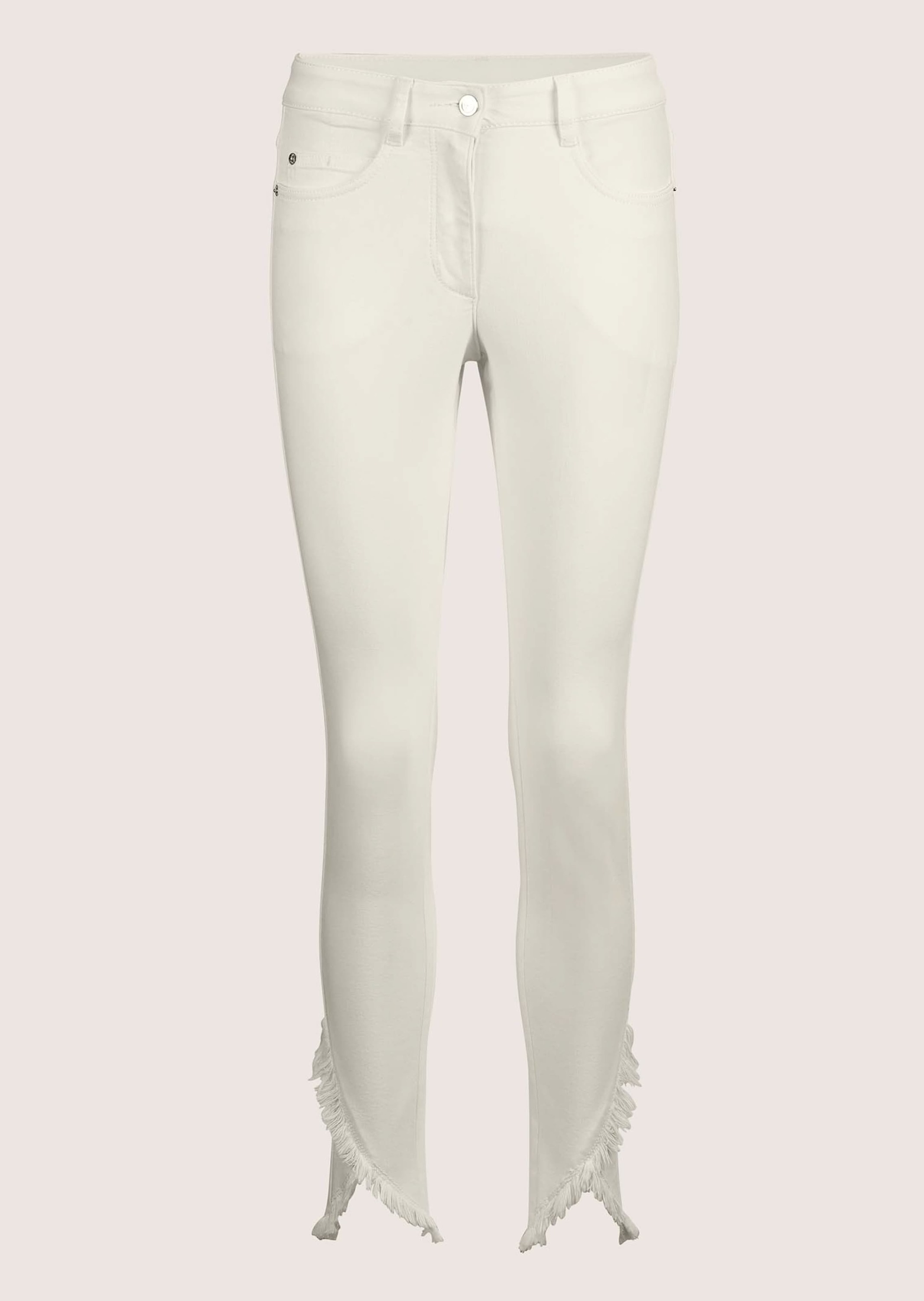 MADELEINE Regular-fit-Jeans "Jeans Verkürzte 5-Pocket-Hose mit Fransen" günstig online kaufen