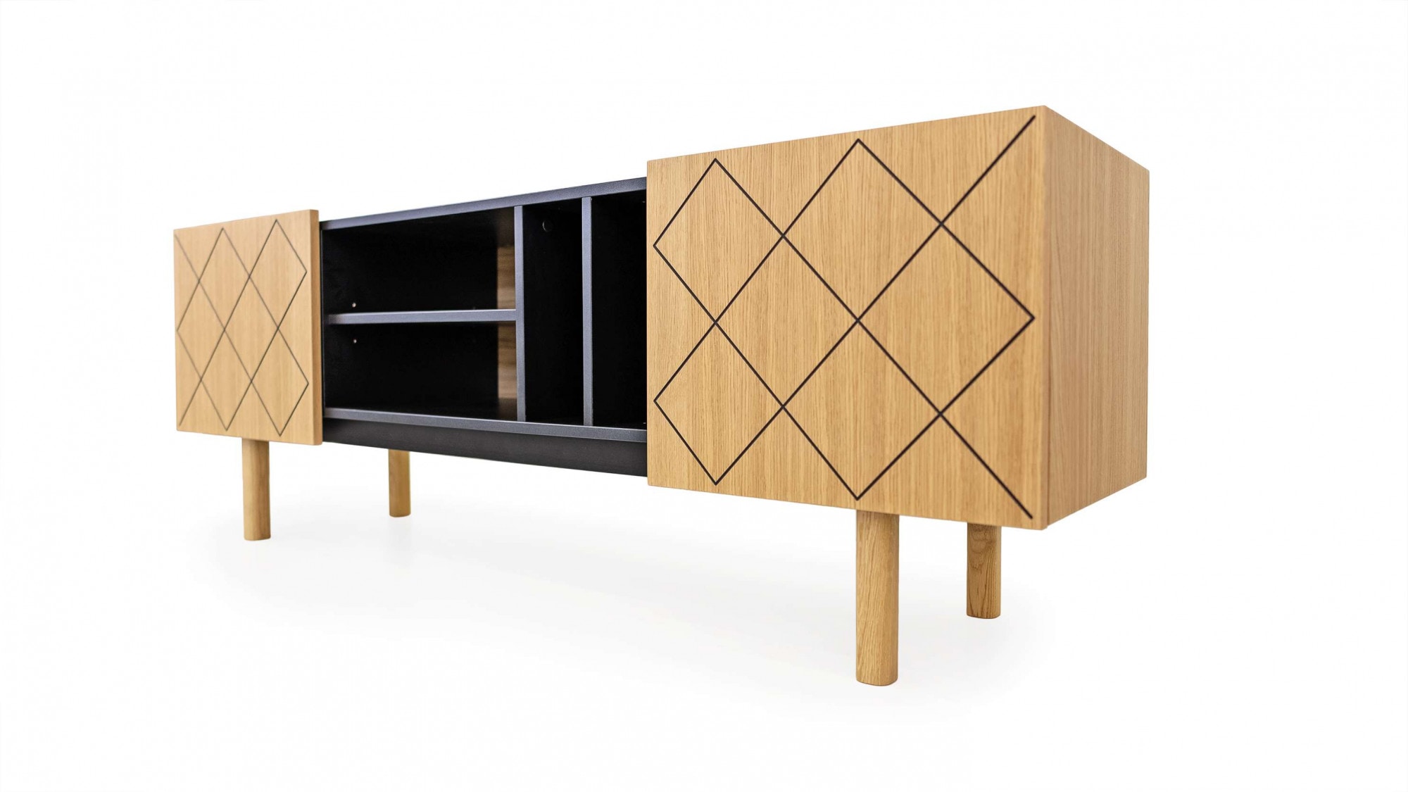 Woodman Sideboard »Porto«, Kommode, dekorative Fräsungen, mit Eichenholzfurnier, Breite 175 cm