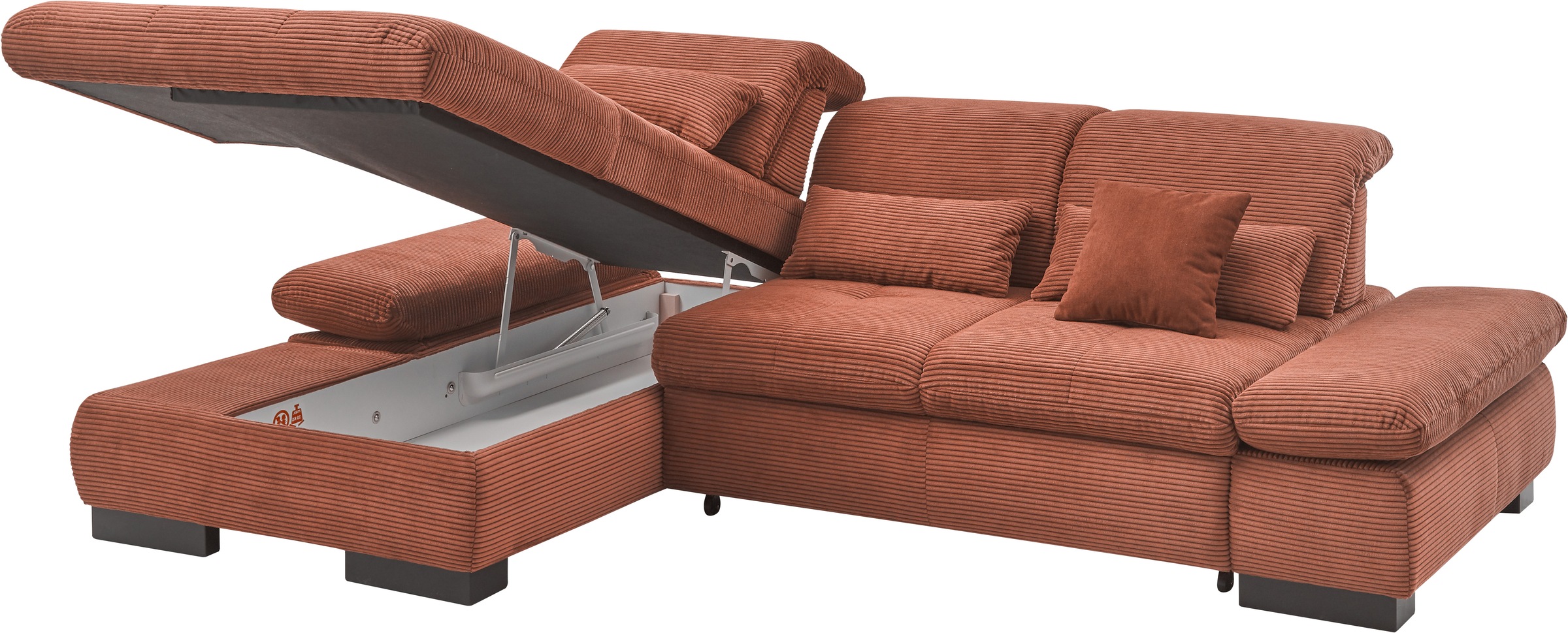 set one by Musterring Ecksofa »SO4100 V«, mit verstellbaren Kopfteilen, wahlweise mit Funktionen, Cord-Bezug