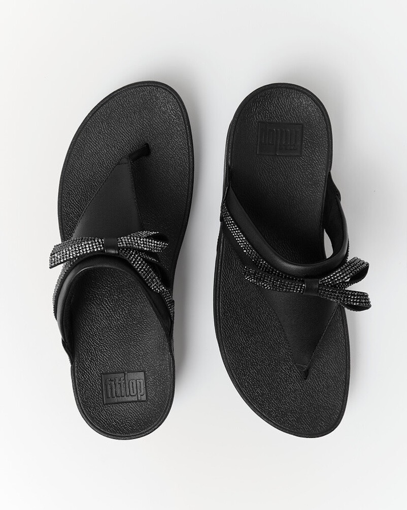 Fitflop Zehentrenner »LULU GLITZ BOW«, Slides, Badeschuh mit Glitter