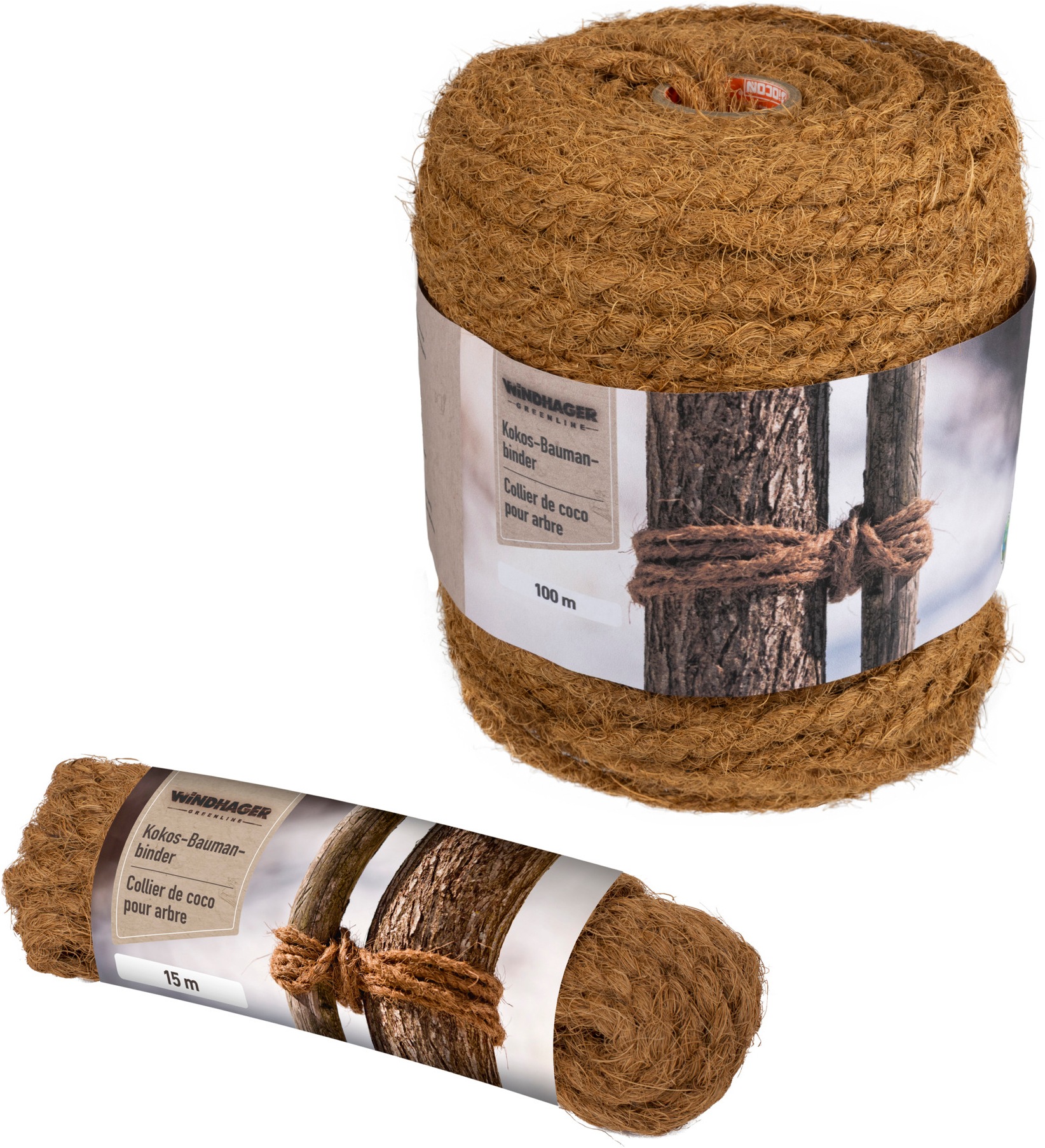 Windhager Pflanzschnur "Kokos-Baumanbinder, Garn aus 100% Kokosfaser" 1 Stk. tlg. Kokosseil zur Stabilisierung von Bäumen und Pflanzen, Baum-Kordel 15 m