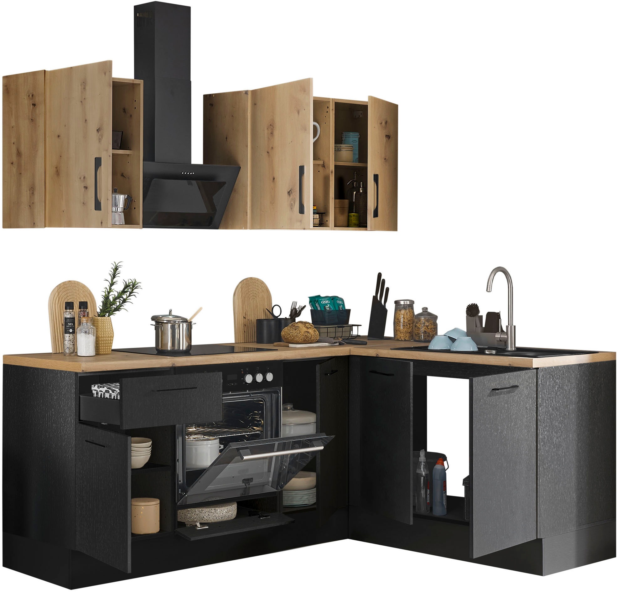 BASIC by Balculina Winkelküche »Turin«, Stellbreite 210x175 cm, wahlweise mit E-Geräten
