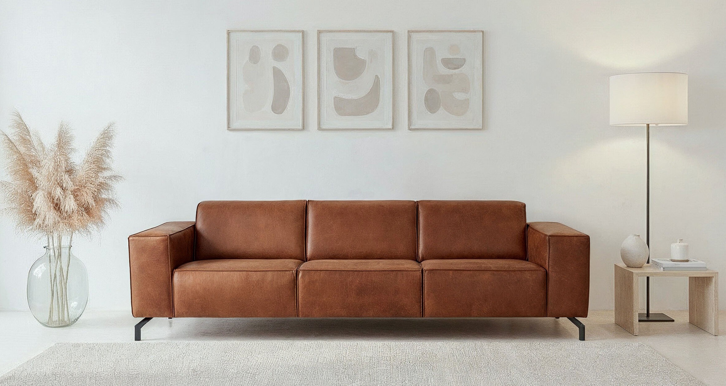 Home affaire 3-Sitzer "Lorcan 257 cm, weiches Sitzgefühl" mit schwarzen Met günstig online kaufen