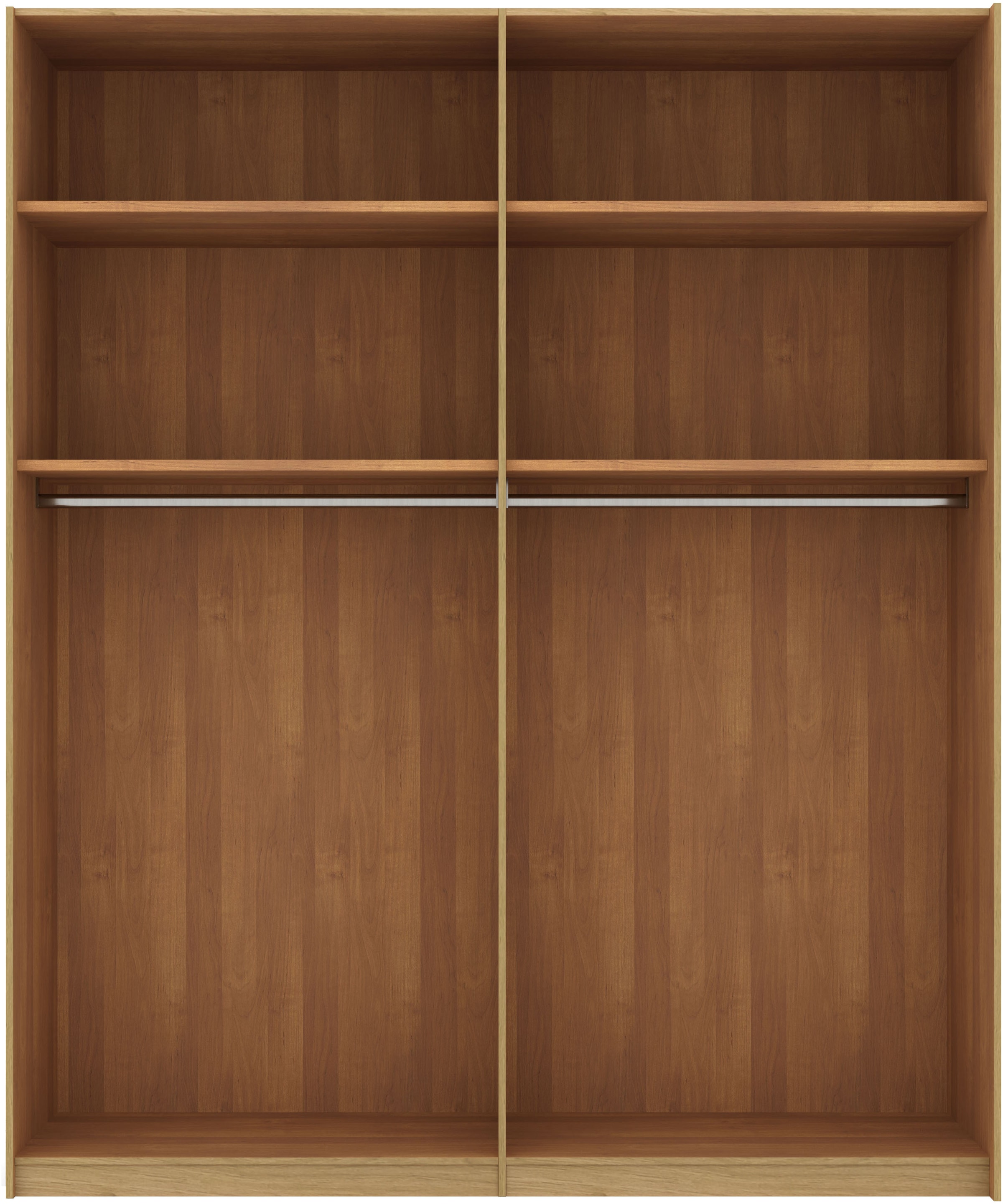 Musterring Schwebetürenschrank »Savona, Kleiderschrank, Schrank, Garderobe, mit Schiebetüren«, (Teilmassiv Bianco-Eiche, mit Spiegel oder Glas, MADE IN GERMANY), Türen Bianco-Eiche massiv, Spiegel-/Glastüren, eingelegte Chromleiste
